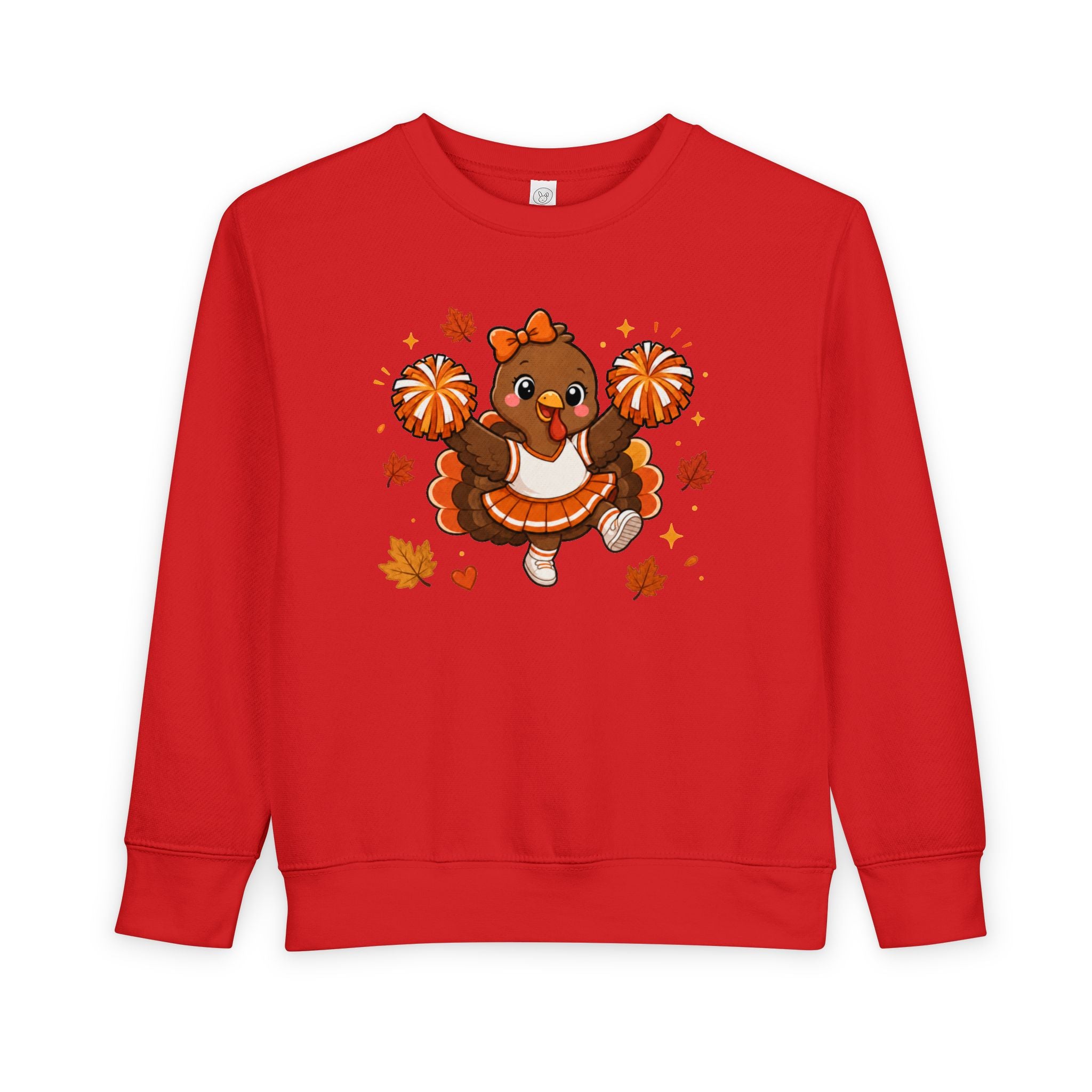 Toddler Thanksgiving Cheerleader Sweatshirt, Cheering Turkey Crewneck, Thanksgiving Shirt, Fall Cheer Gift, Turkey Cheer Sweater