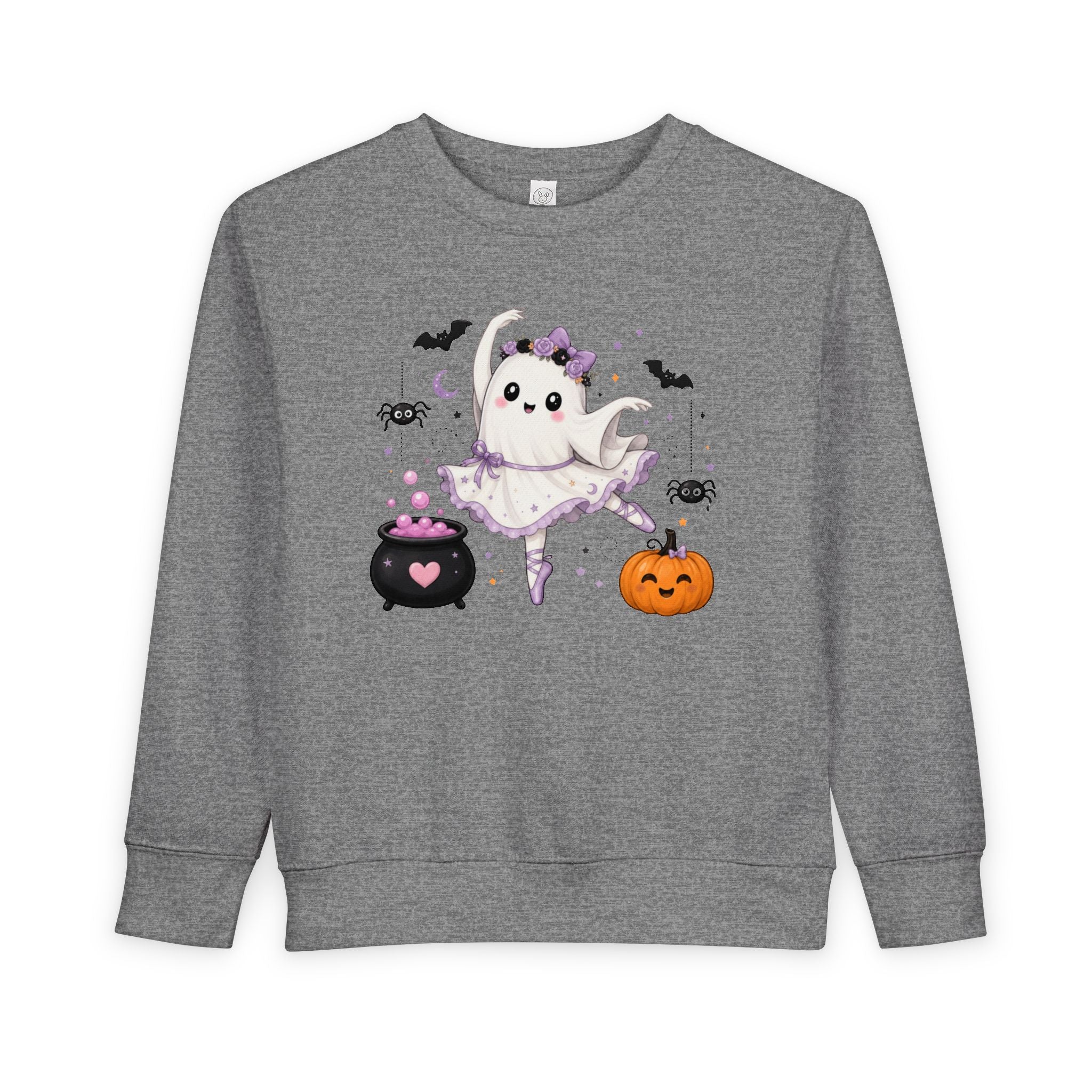 Toddler Ghost Ballerina Halloween Sweatshirt, Cute Ballet Dancer Ghost Crewneck, Spooky Ballet Shirt, Ballerina Gift, Pink Halloween Sweater