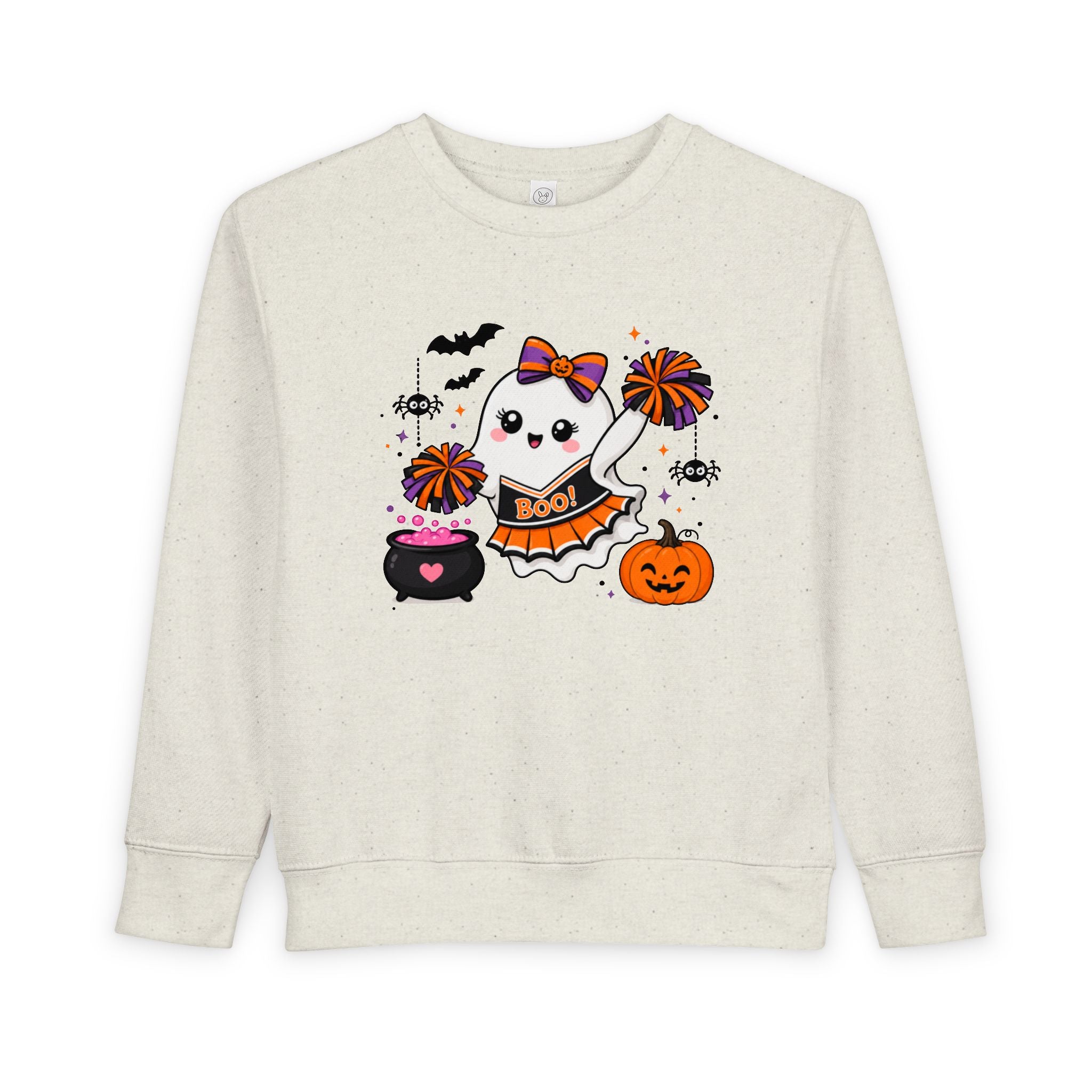 Toddler Halloween Cheerleader Ghost Sweatshirt, Spooky Cheer Girl Crewneck, Halloween Shirt, Cheer or Treat Sweater, Fall Cheer Gift