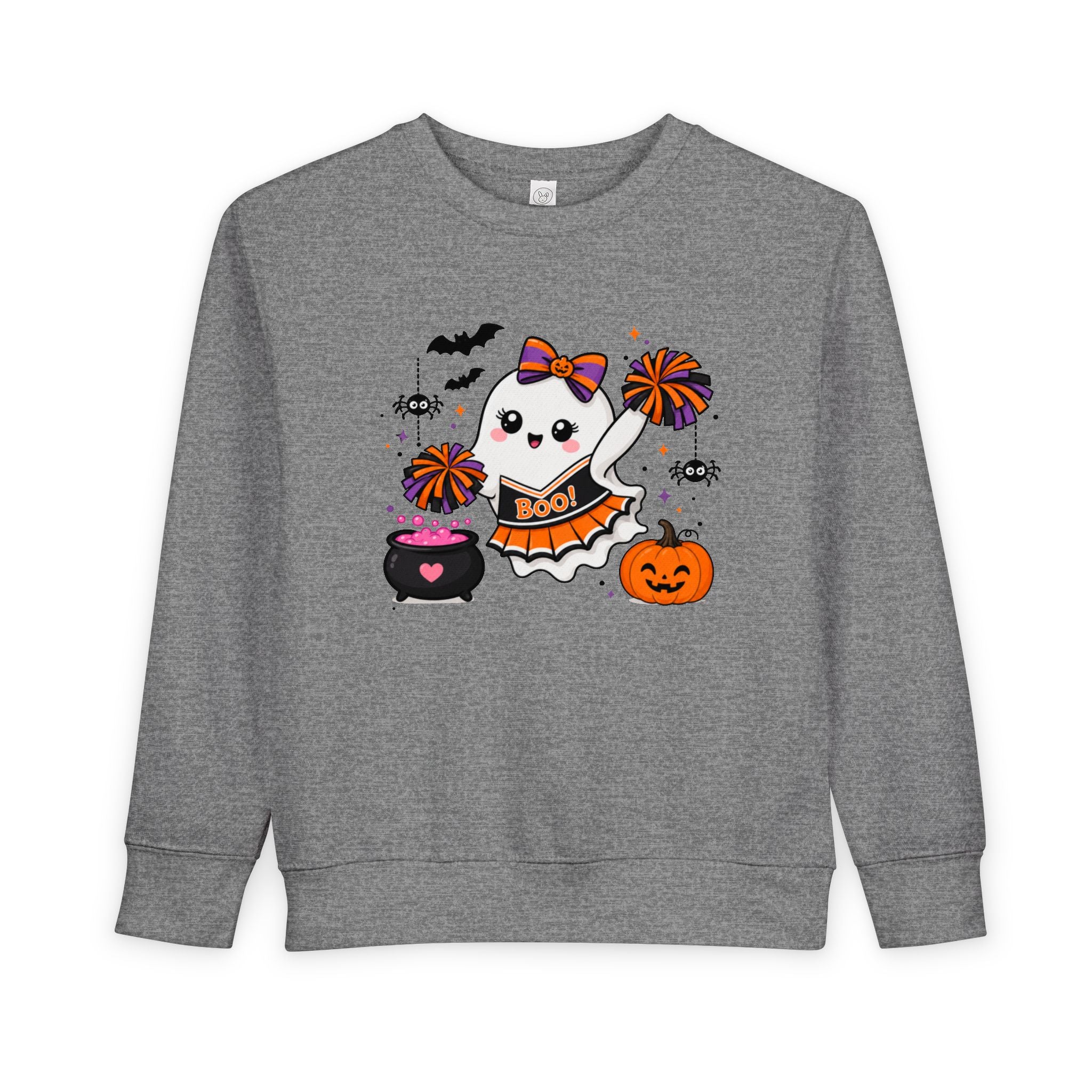 Toddler Halloween Cheerleader Ghost Sweatshirt, Spooky Cheer Girl Crewneck, Halloween Shirt, Cheer or Treat Sweater, Fall Cheer Gift