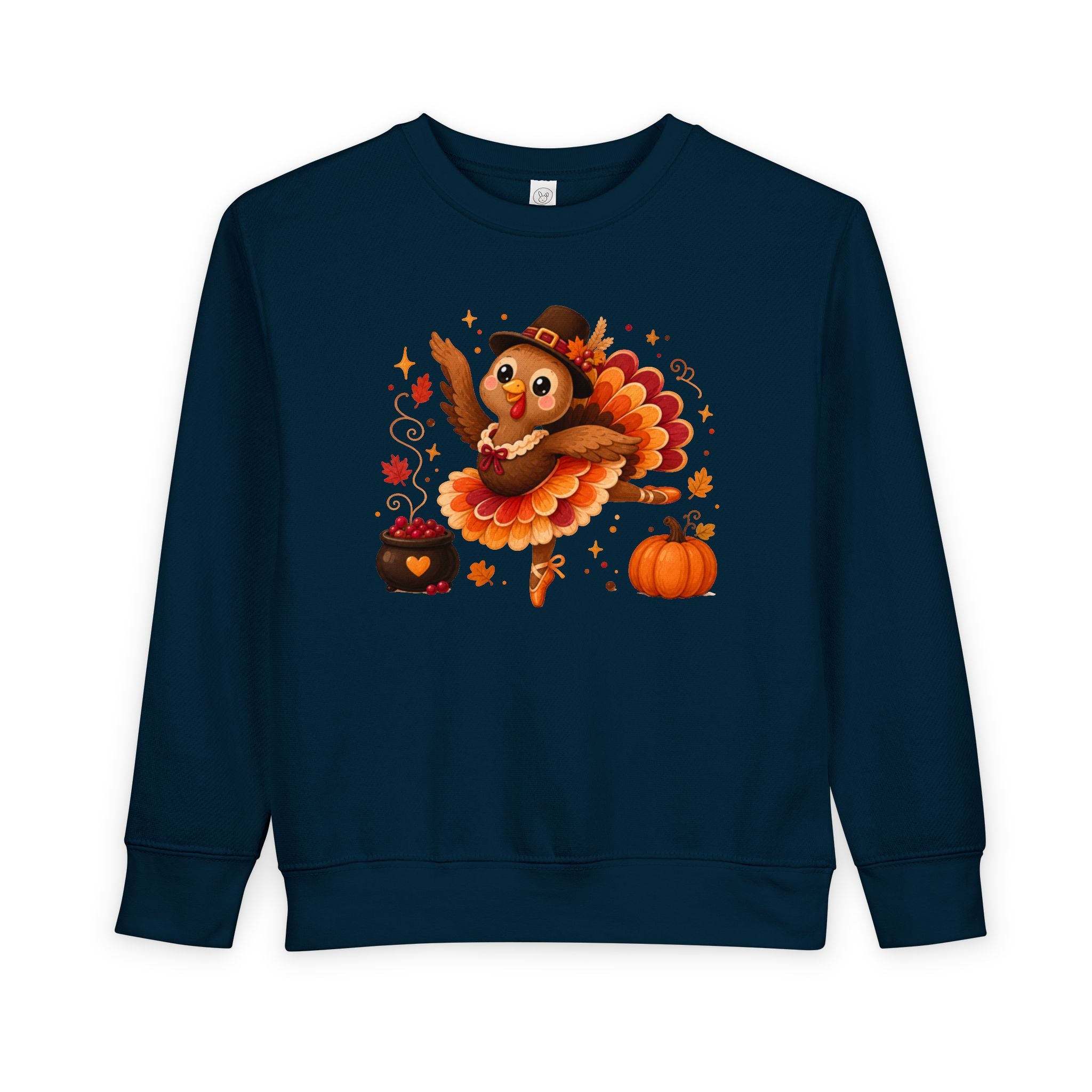 Toddler Thanksgiving Ballerina Turkey Sweatshirt, Dancing Turkey Crewneck, Fall Dance Shirt, Dancer Wear