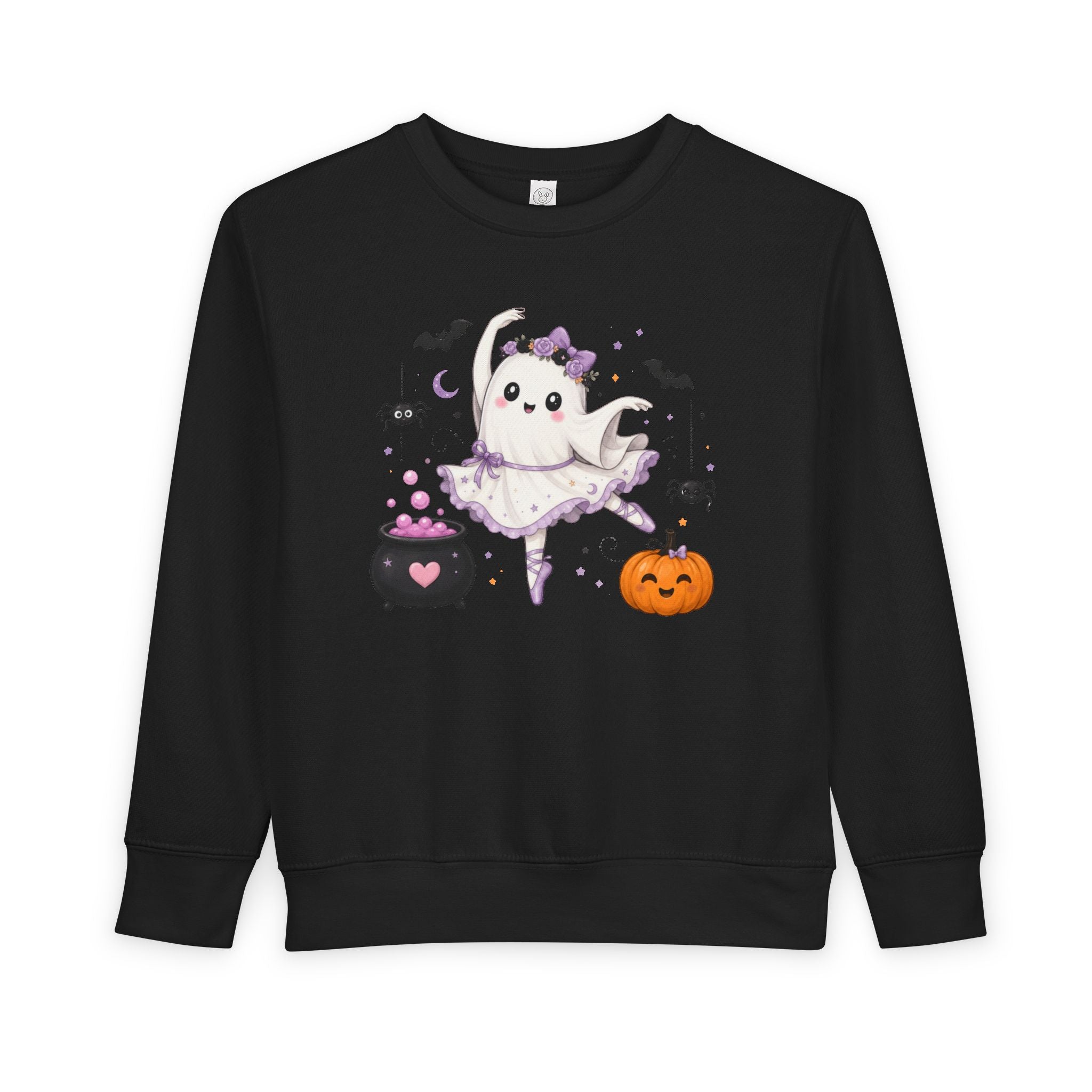 Toddler Ghost Ballerina Halloween Sweatshirt, Cute Ballet Dancer Ghost Crewneck, Spooky Ballet Shirt, Ballerina Gift, Pink Halloween Sweater