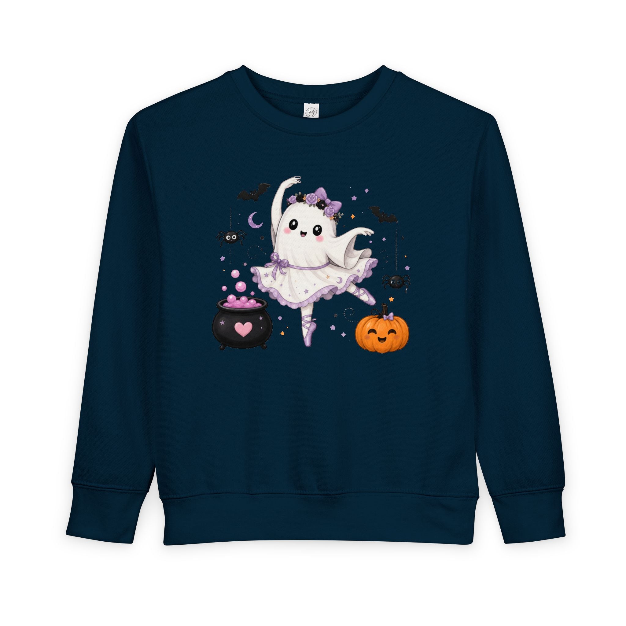 Toddler Ghost Ballerina Halloween Sweatshirt, Cute Ballet Dancer Ghost Crewneck, Spooky Ballet Shirt, Ballerina Gift, Pink Halloween Sweater