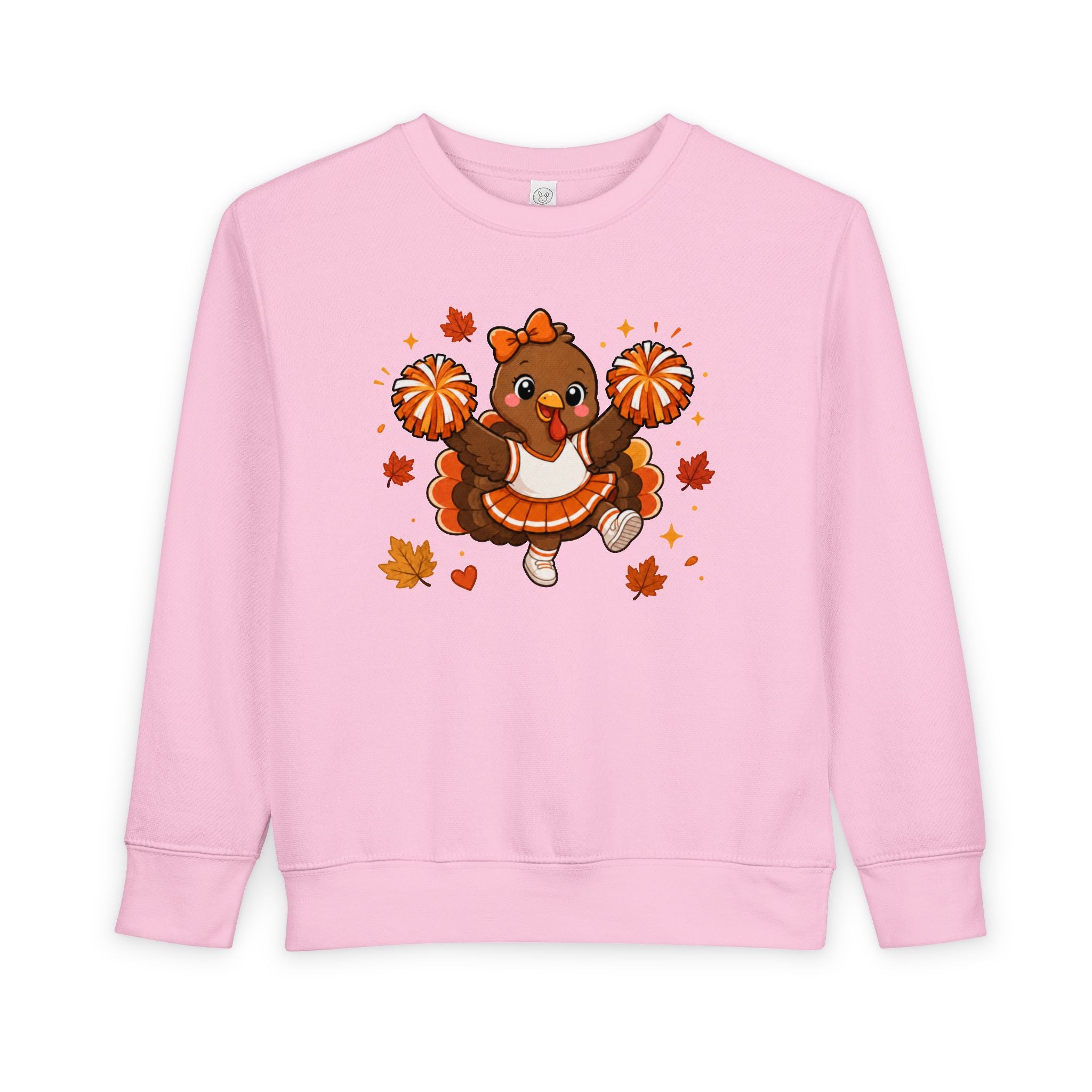 Toddler Thanksgiving Cheerleader Sweatshirt, Cheering Turkey Crewneck, Thanksgiving Shirt, Fall Cheer Gift, Turkey Cheer Sweater