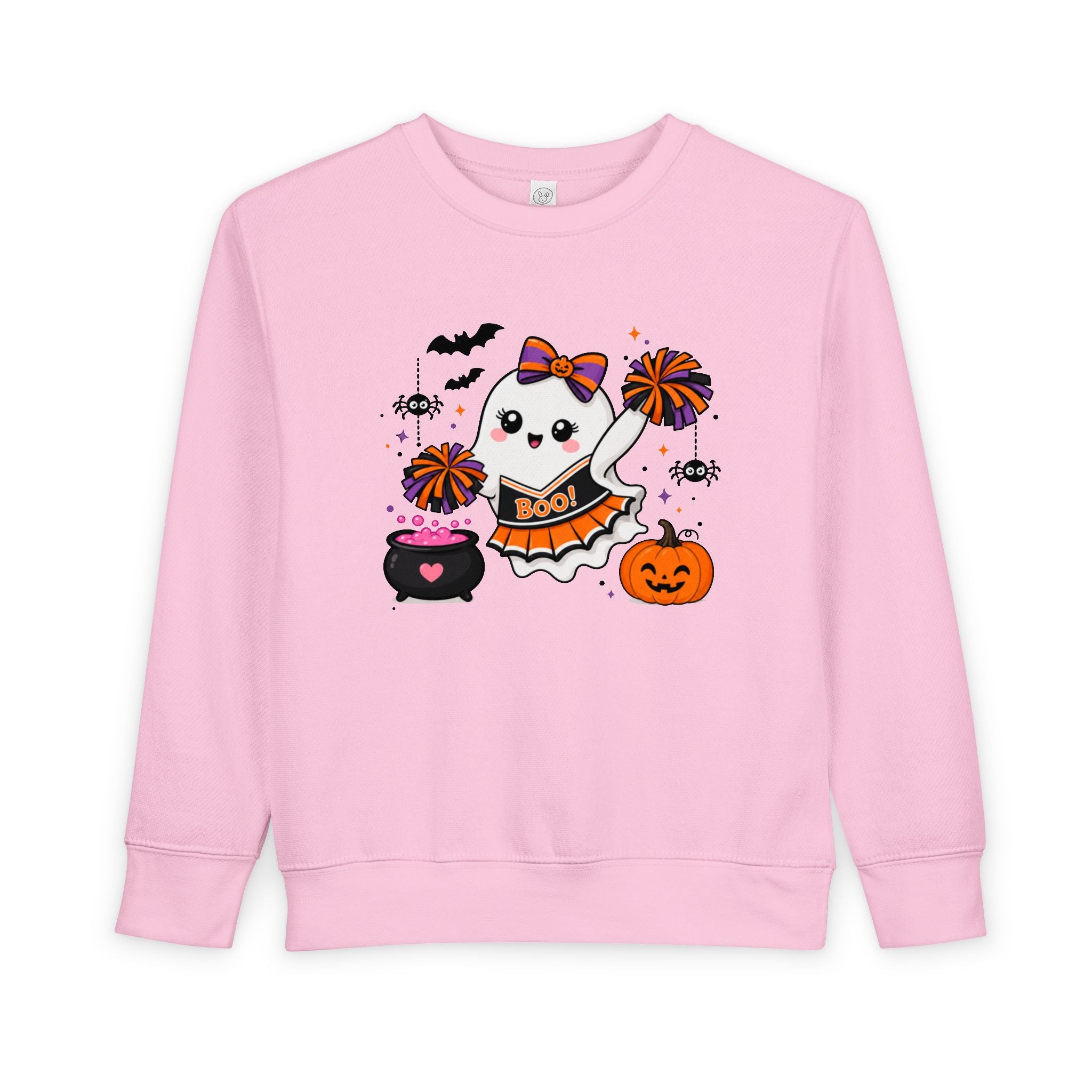 Toddler Halloween Cheerleader Ghost Sweatshirt, Spooky Cheer Girl Crewneck, Halloween Shirt, Cheer or Treat Sweater, Fall Cheer Gift