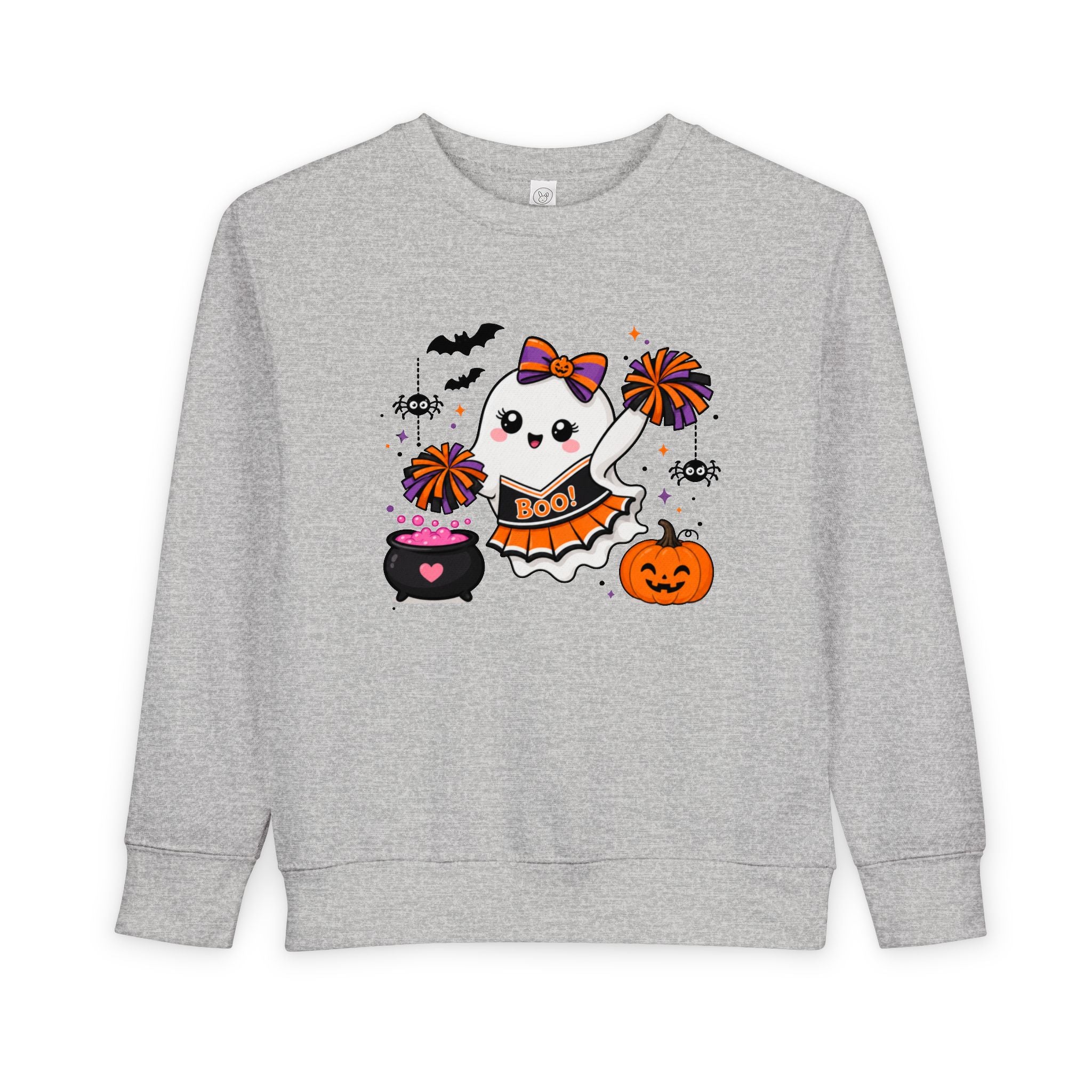 Toddler Halloween Cheerleader Ghost Sweatshirt, Spooky Cheer Girl Crewneck, Halloween Shirt, Cheer or Treat Sweater, Fall Cheer Gift