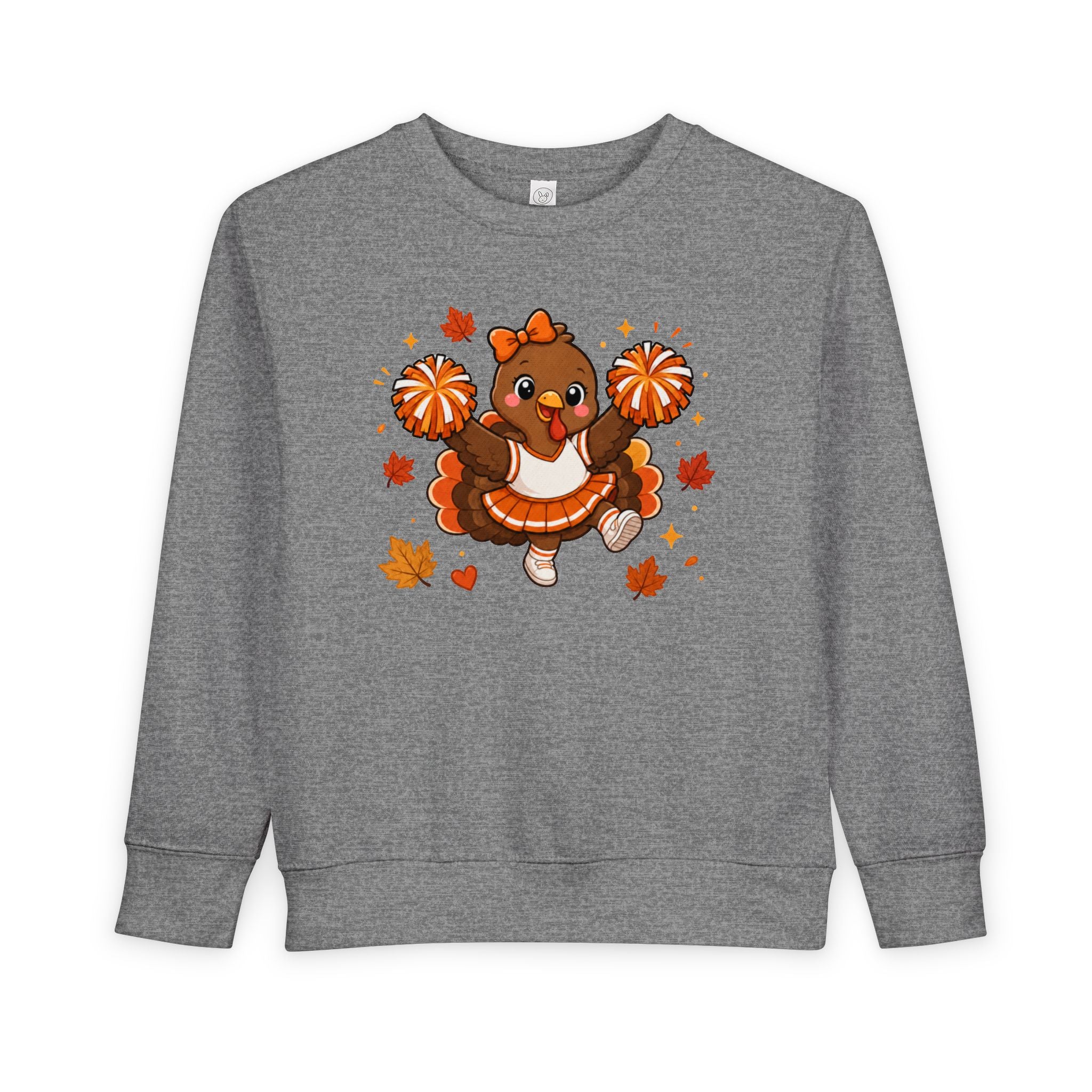 Toddler Thanksgiving Cheerleader Sweatshirt, Cheering Turkey Crewneck, Thanksgiving Shirt, Fall Cheer Gift, Turkey Cheer Sweater
