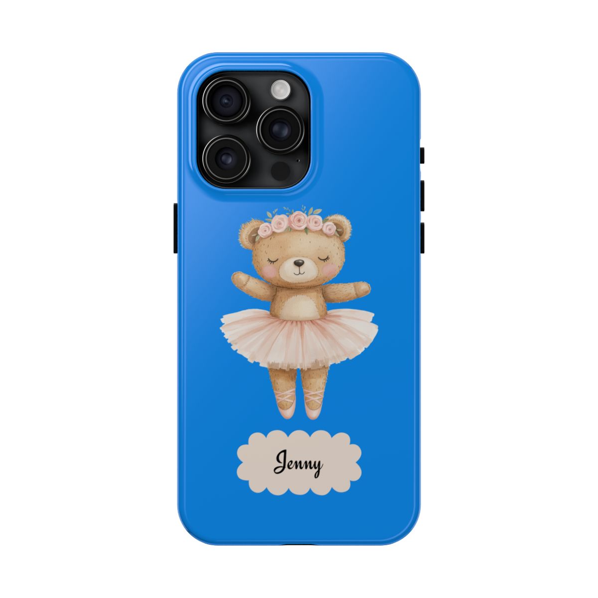 Personalized Ballerina Phone Case, Dancing Teddy Bear Design, Little Girls Phone Case, Impact Resistant Cover, Tough Phone Case