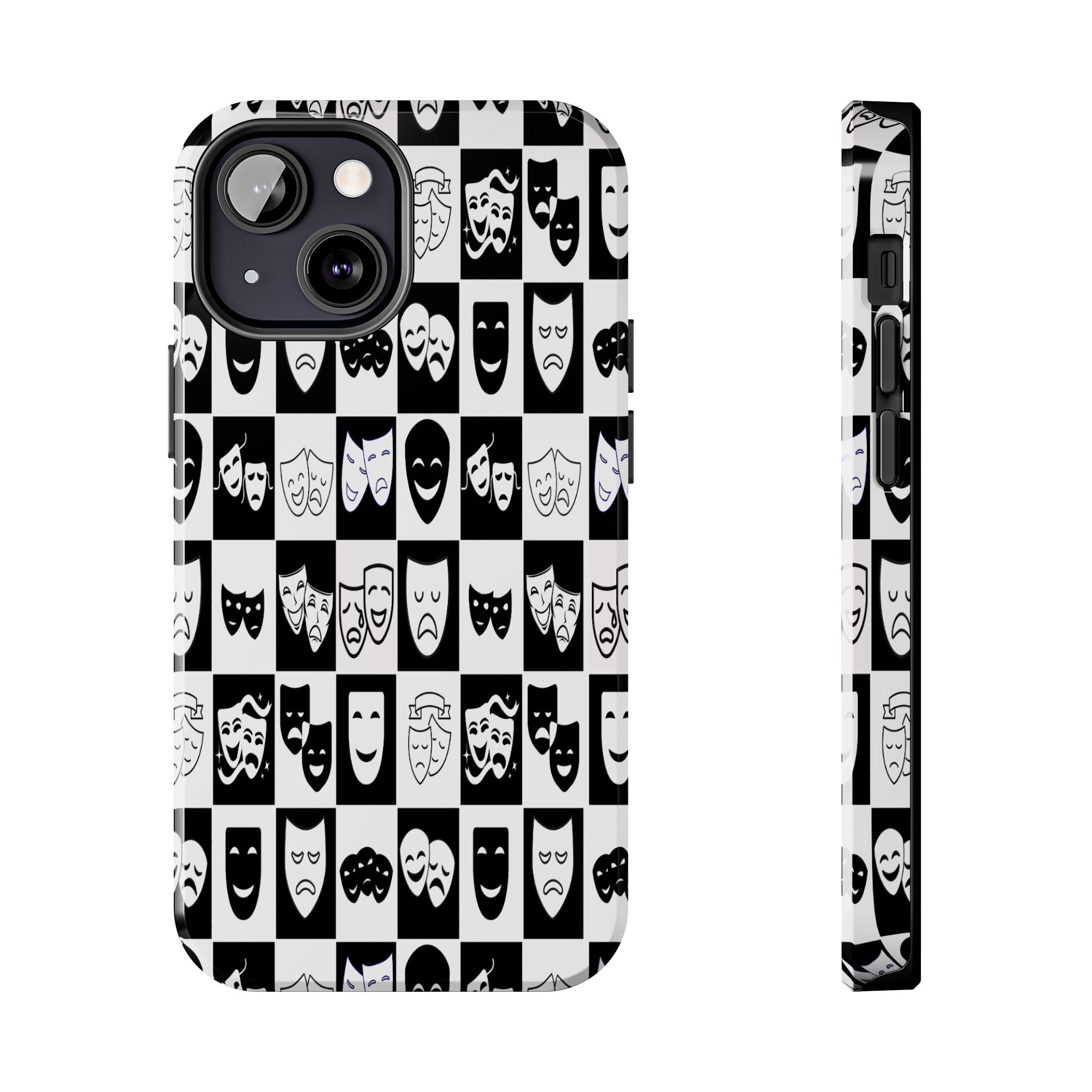 Tough Phone Cases Theatre Mask Phone Case | Drama Lover Gift | Black & White Stage Design | Tough Protective Case | iPhone Samsung Cover