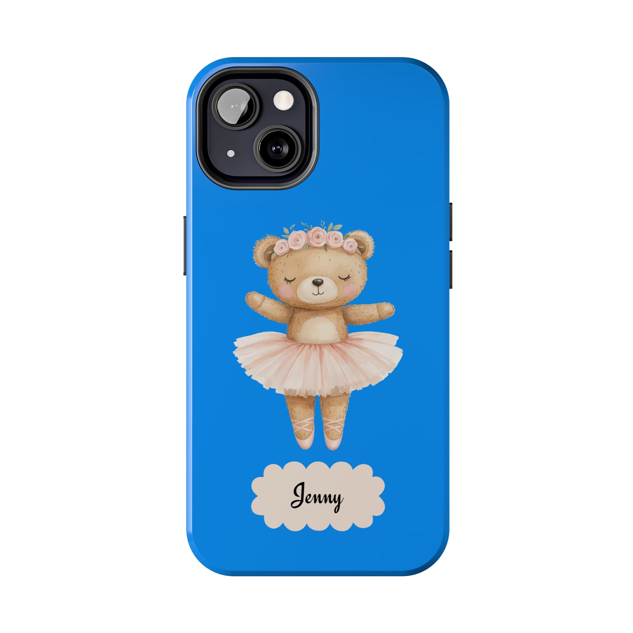 Personalized Ballerina Phone Case, Dancing Teddy Bear Design, Little Girls Phone Case, Impact Resistant Cover, Tough Phone Case