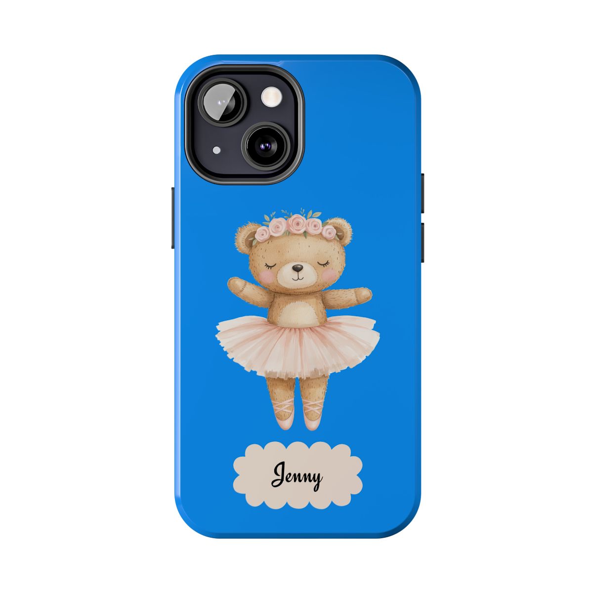 Personalized Ballerina Phone Case, Dancing Teddy Bear Design, Little Girls Phone Case, Impact Resistant Cover, Tough Phone Case