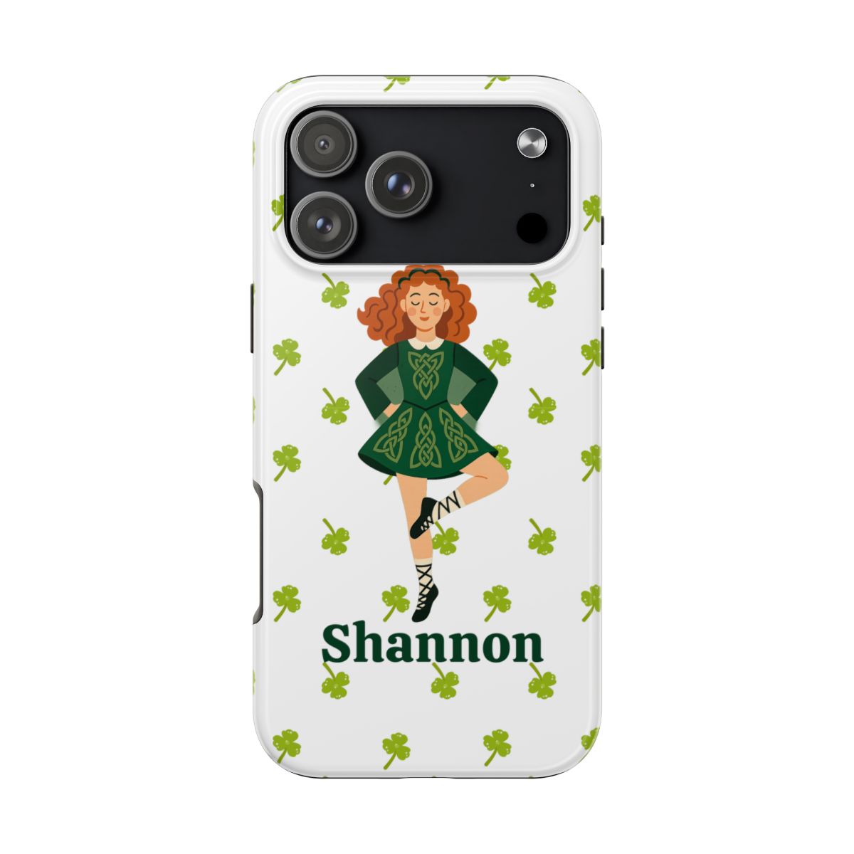 Custom Irish Dance Phone Case, Personalized with Dancer Name, Shamrock Design, Tough iPhone Cover, St. Patrick's Day Gift, Unique Dance Gift