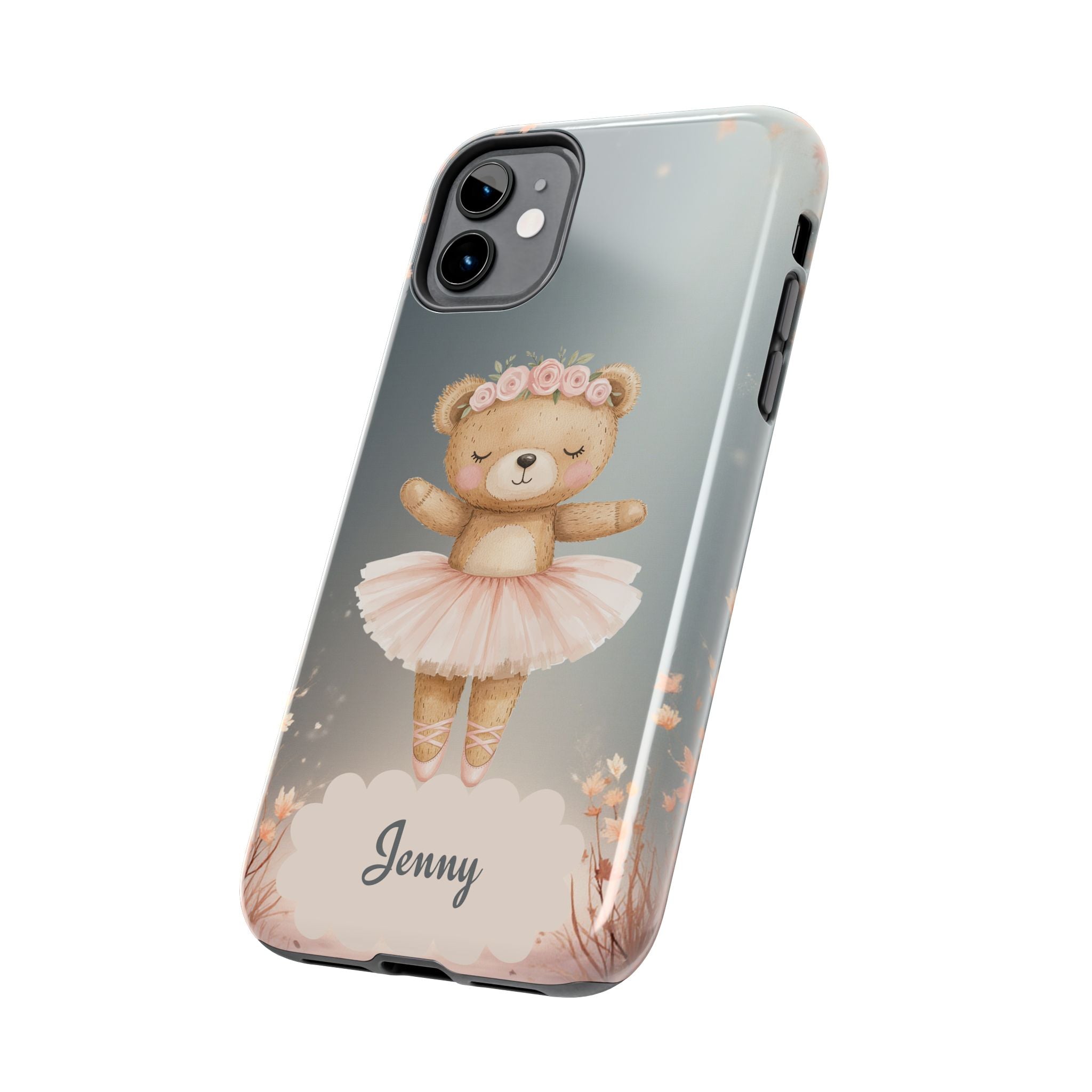 Ballerina Bear Phone Case, Personalized iPhone Samsung Cover, Adorable Kids Gift, Custom Protective Case, Ballet Themed Design, Tough Shell