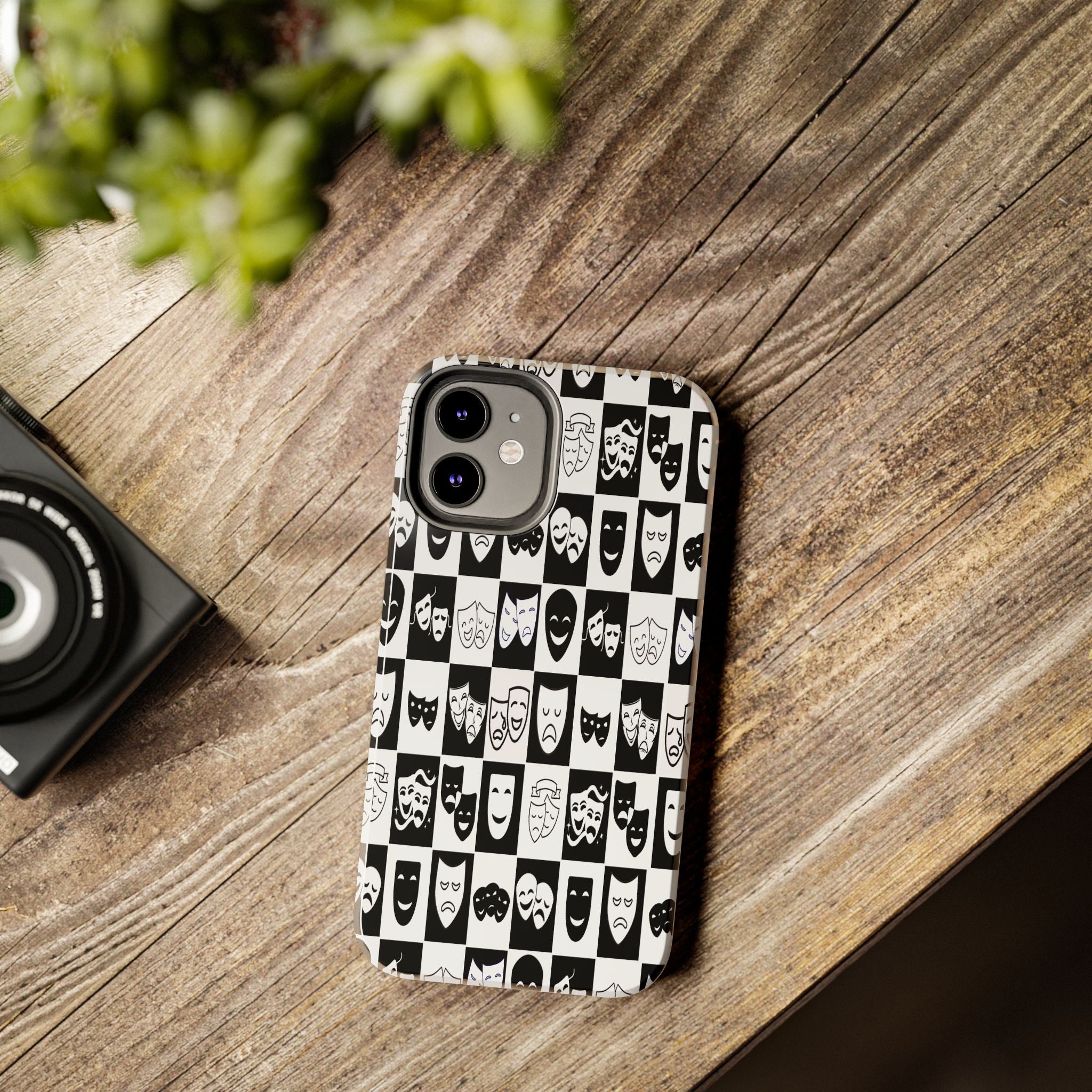Tough Phone Cases Theatre Mask Phone Case | Drama Lover Gift | Black & White Stage Design | Tough Protective Case | iPhone Samsung Cover