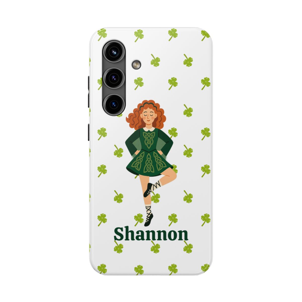 Custom Irish Dance Phone Case, Personalized with Dancer Name, Shamrock Design, Tough iPhone Cover, St. Patrick's Day Gift, Unique Dance Gift