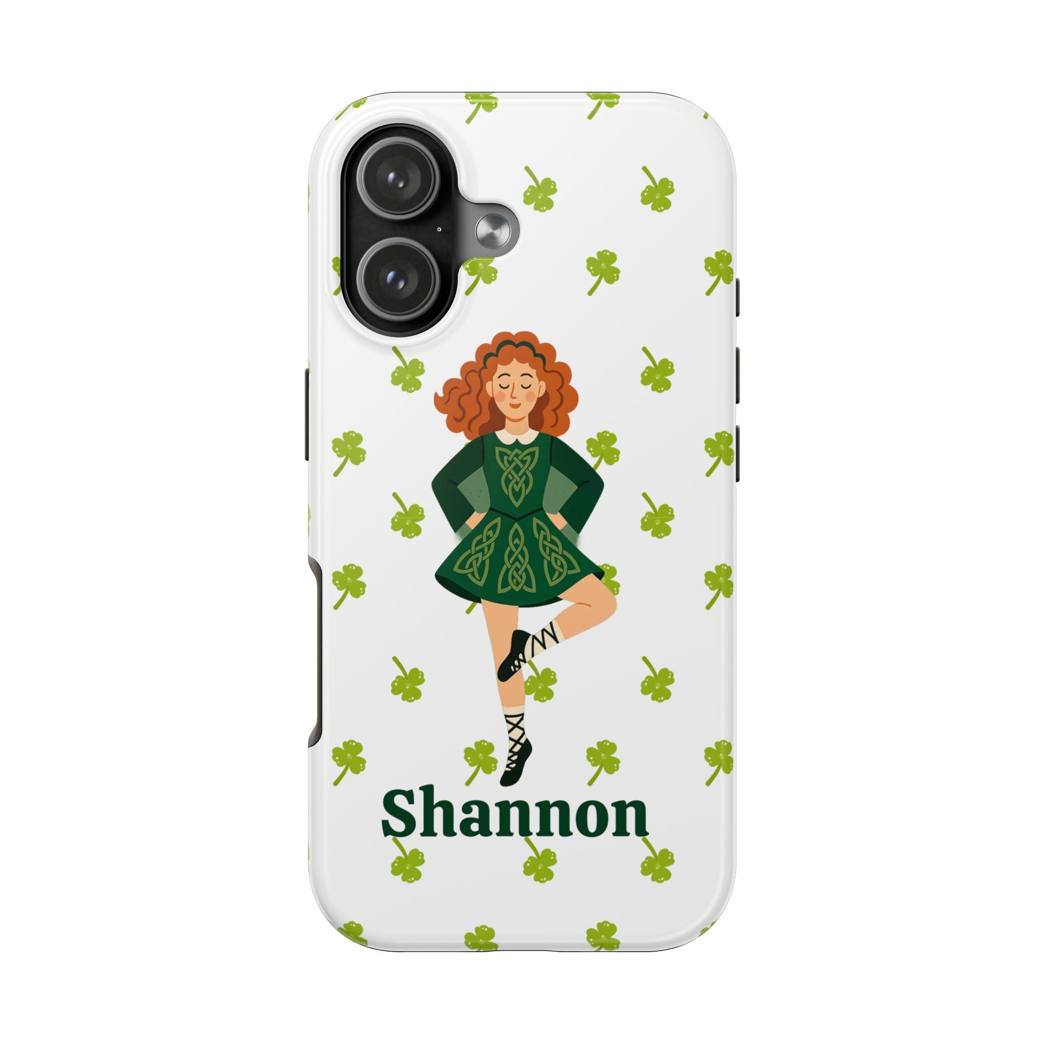 Custom Irish Dance Phone Case, Personalized with Dancer Name, Shamrock Design, Tough iPhone Cover, St. Patrick's Day Gift, Unique Dance Gift