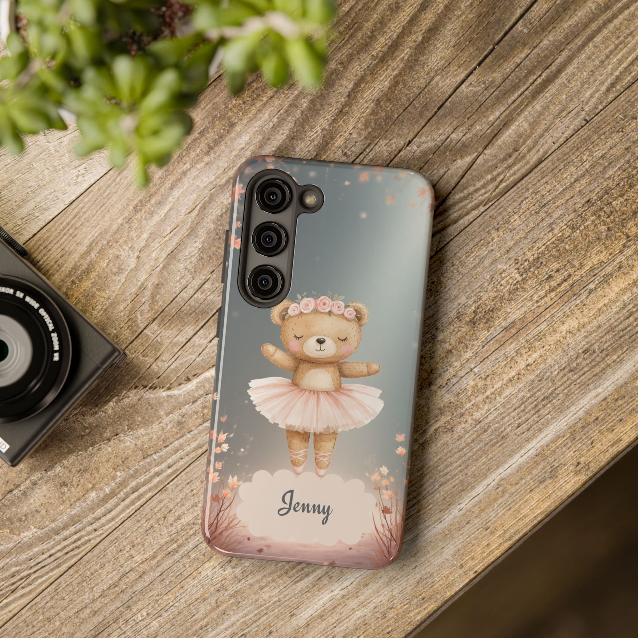 Ballerina Bear Phone Case, Personalized iPhone Samsung Cover, Adorable Kids Gift, Custom Protective Case, Ballet Themed Design, Tough Shell