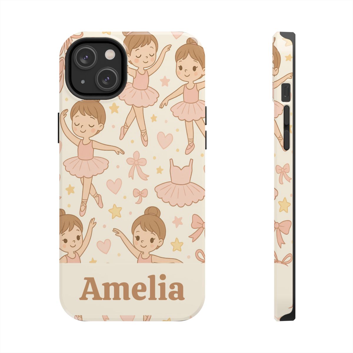 Personalized Ballerina Phone Case, Young Dancer Gift, Ballet Dancer Design, Custom Name iPhone Cover, Kids Gift Idea, Shockproof Protection