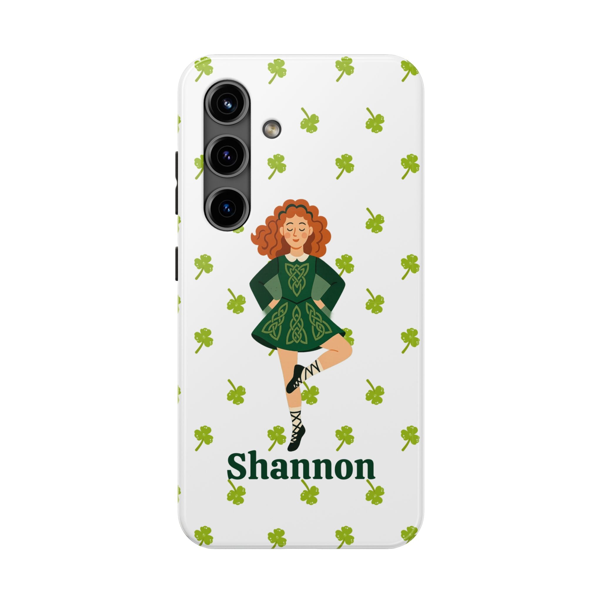Custom Irish Dance Phone Case, Personalized with Dancer Name, Shamrock Design, Tough iPhone Cover, St. Patrick's Day Gift, Unique Dance Gift