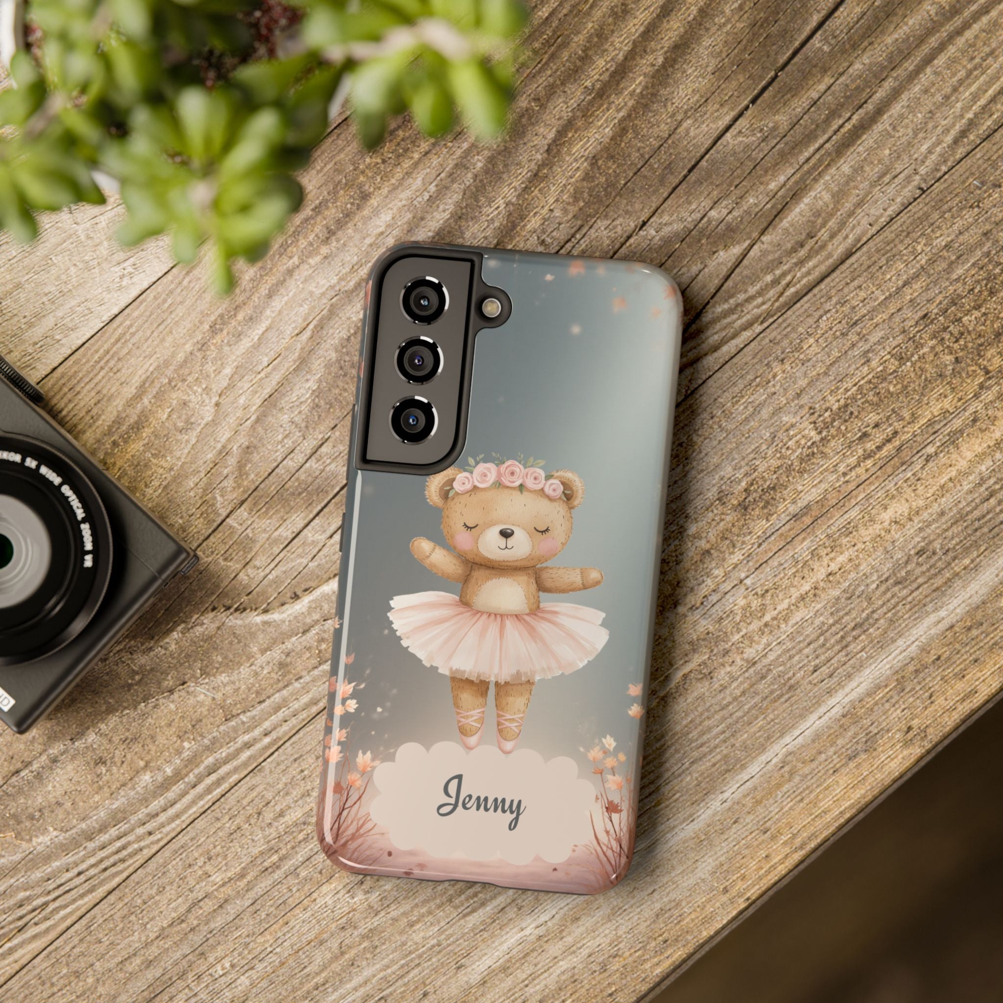 Ballerina Bear Phone Case, Personalized iPhone Samsung Cover, Adorable Kids Gift, Custom Protective Case, Ballet Themed Design, Tough Shell