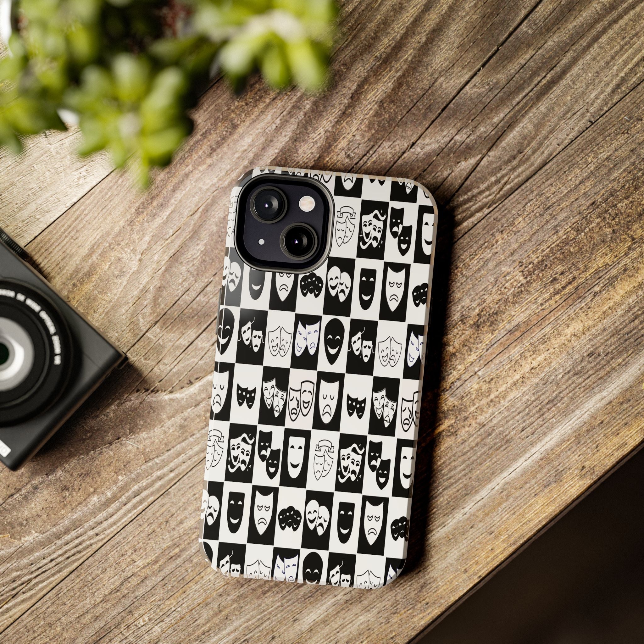 Tough Phone Cases Theatre Mask Phone Case | Drama Lover Gift | Black & White Stage Design | Tough Protective Case | iPhone Samsung Cover