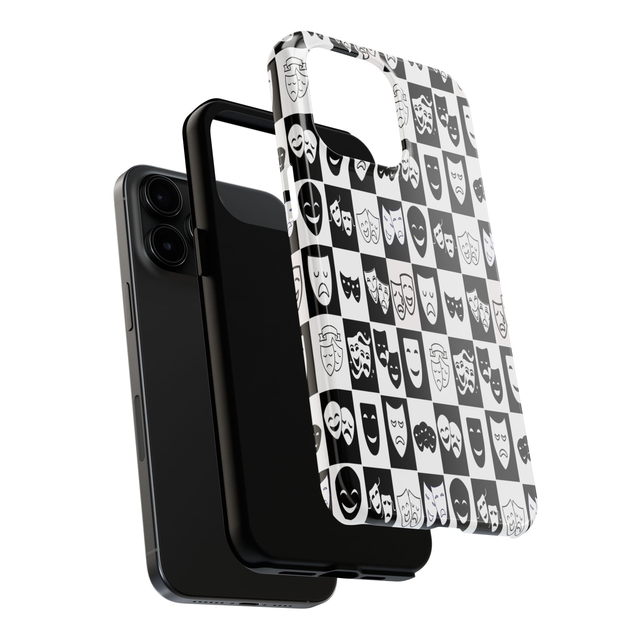 Tough Phone Cases Theatre Mask Phone Case | Drama Lover Gift | Black & White Stage Design | Tough Protective Case | iPhone Samsung Cover
