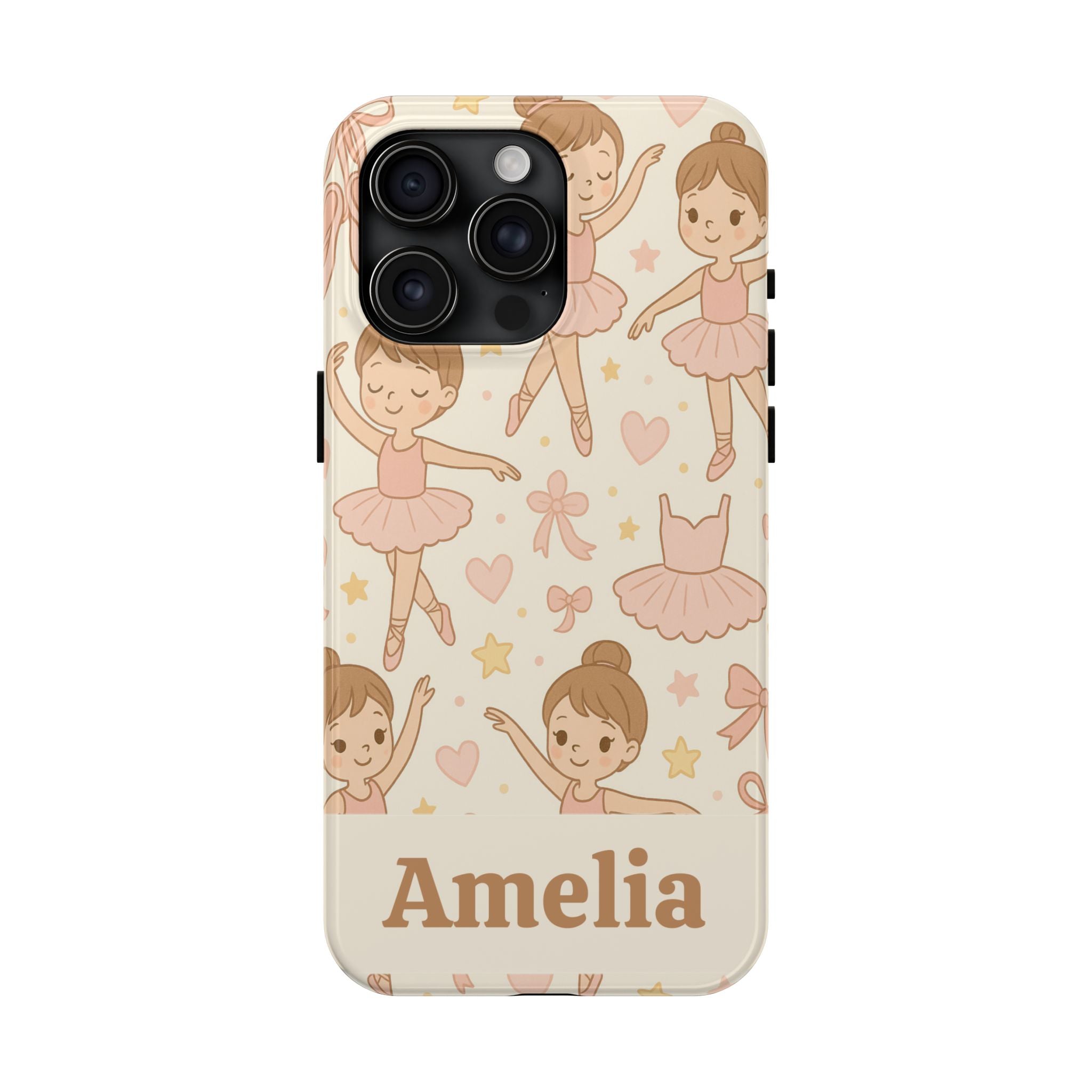 Personalized Ballerina Phone Case, Young Dancer Gift, Ballet Dancer Design, Custom Name iPhone Cover, Kids Gift Idea, Shockproof Protection