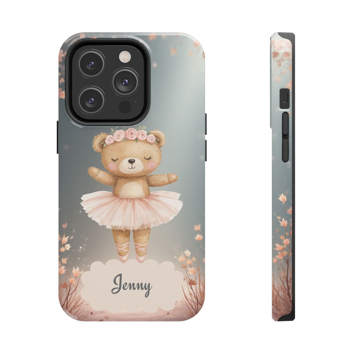 Ballerina Bear Phone Case, Personalized iPhone Samsung Cover, Adorable Kids Gift, Custom Protective Case, Ballet Themed Design, Tough Shell