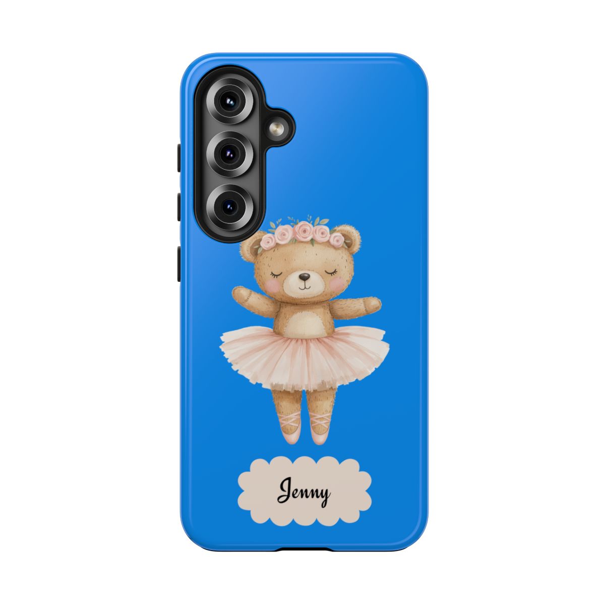 Personalized Ballerina Phone Case, Dancing Teddy Bear Design, Little Girls Phone Case, Impact Resistant Cover, Tough Phone Case