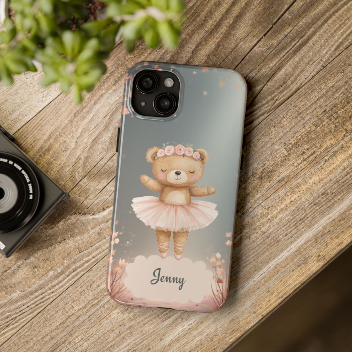 Ballerina Bear Phone Case, Personalized iPhone Samsung Cover, Adorable Kids Gift, Custom Protective Case, Ballet Themed Design, Tough Shell