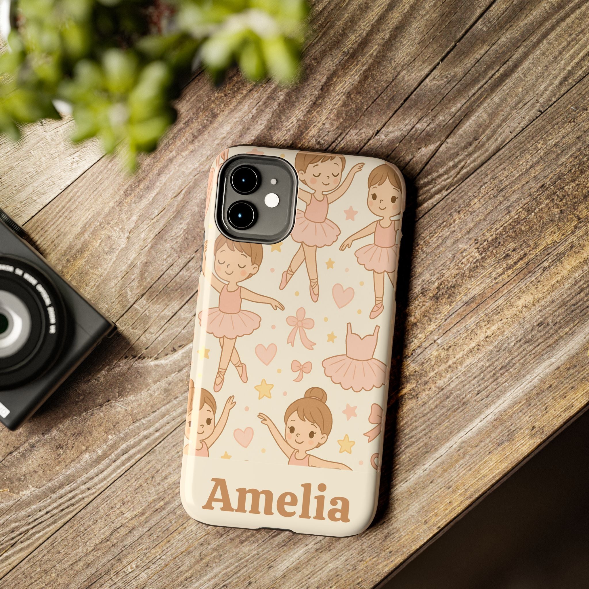 Personalized Ballerina Phone Case, Young Dancer Gift, Ballet Dancer Design, Custom Name iPhone Cover, Kids Gift Idea, Shockproof Protection