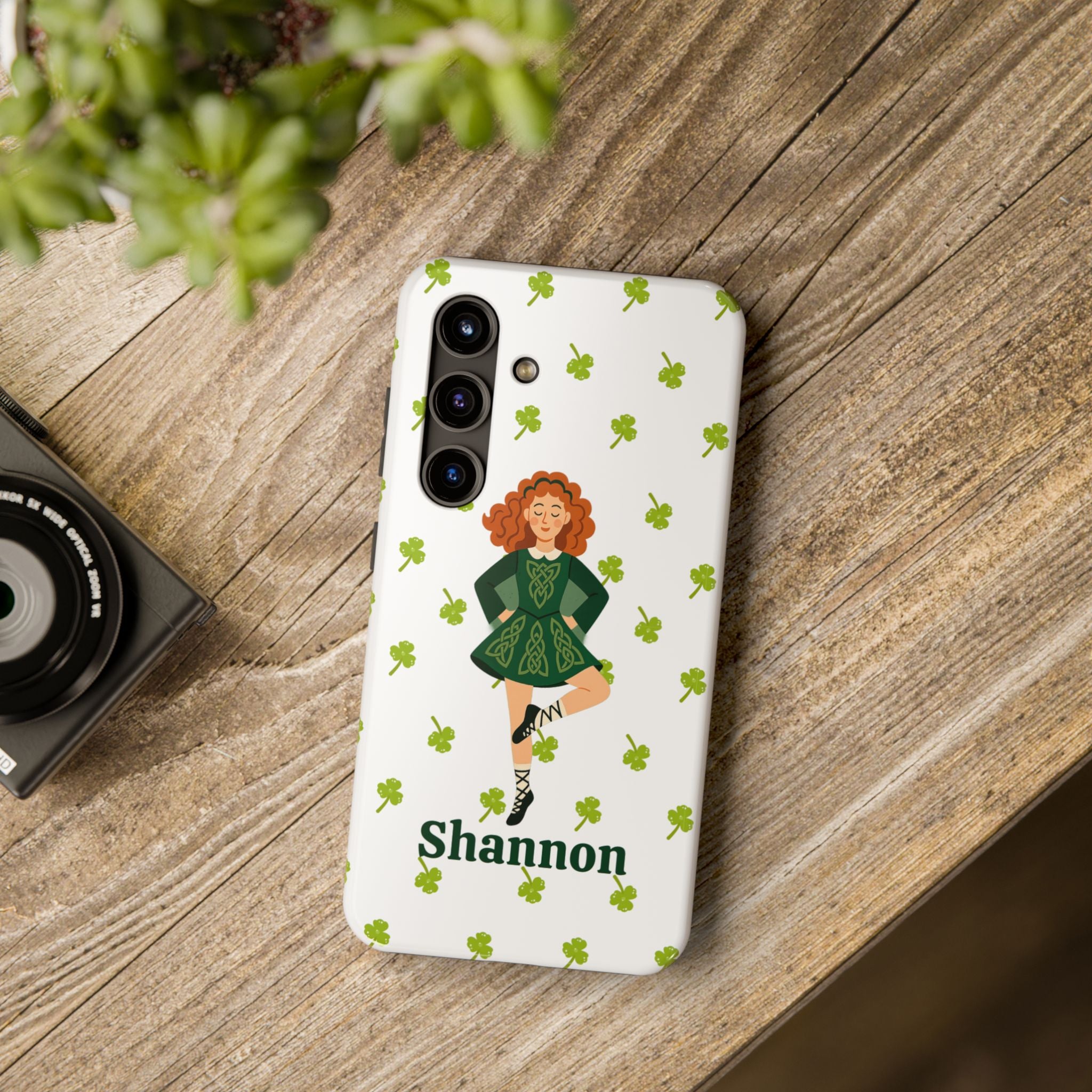 Custom Irish Dance Phone Case, Personalized with Dancer Name, Shamrock Design, Tough iPhone Cover, St. Patrick's Day Gift, Unique Dance Gift