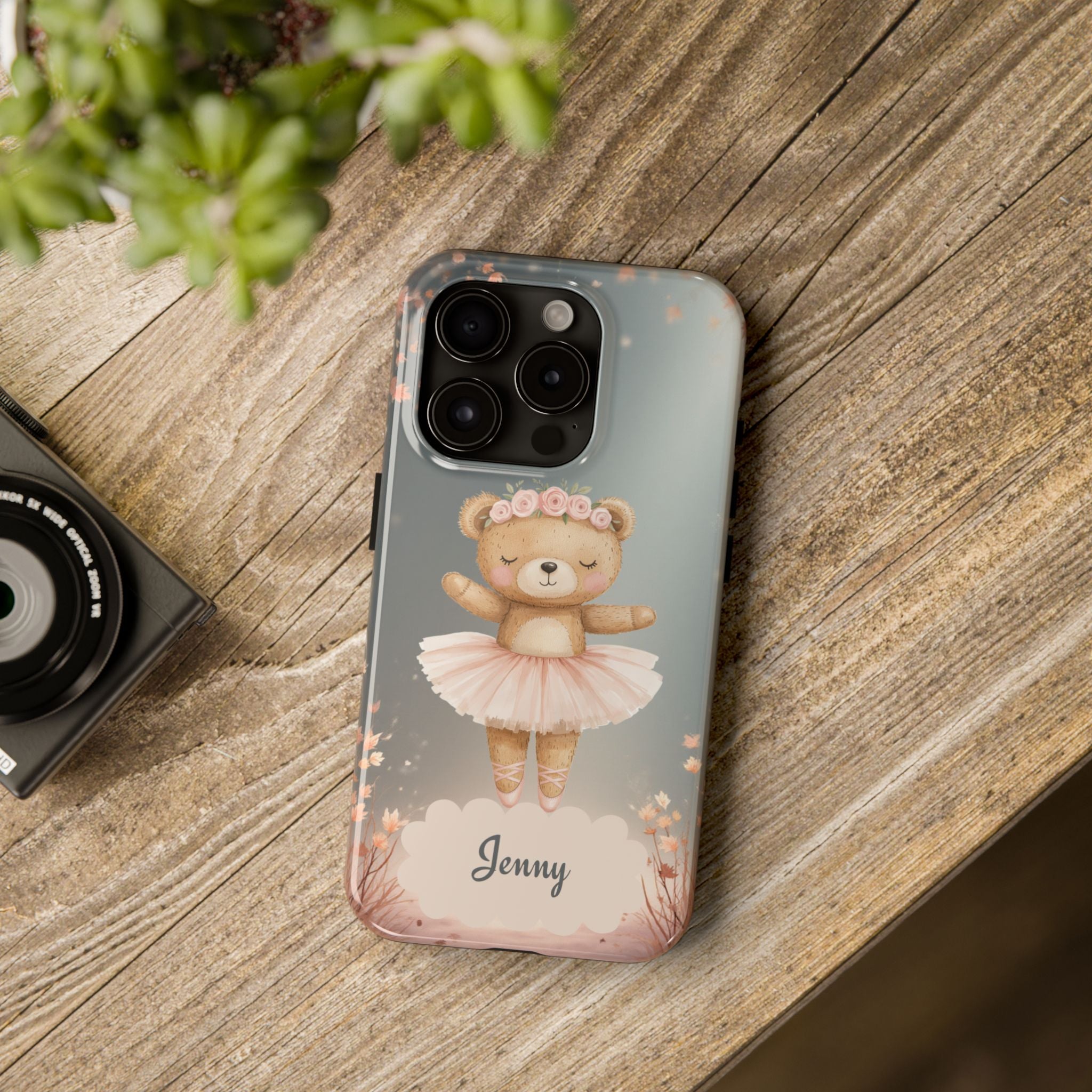 Ballerina Bear Phone Case, Personalized iPhone Samsung Cover, Adorable Kids Gift, Custom Protective Case, Ballet Themed Design, Tough Shell