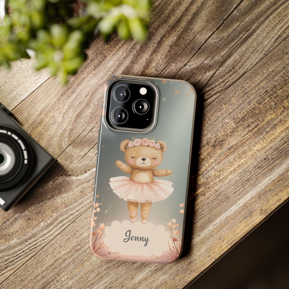 Ballerina Bear Phone Case, Personalized iPhone Samsung Cover, Adorable Kids Gift, Custom Protective Case, Ballet Themed Design, Tough Shell