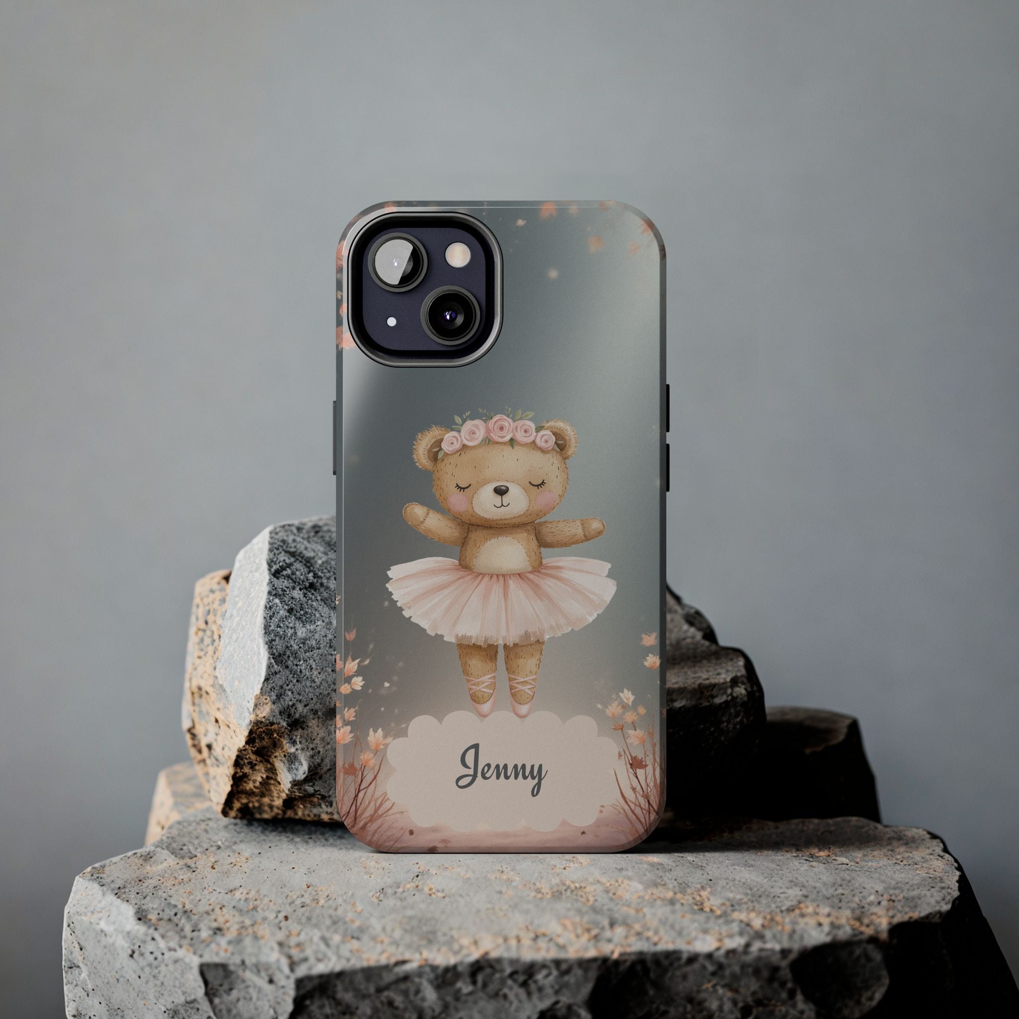 Ballerina Bear Phone Case, Personalized iPhone Samsung Cover, Adorable Kids Gift, Custom Protective Case, Ballet Themed Design, Tough Shell