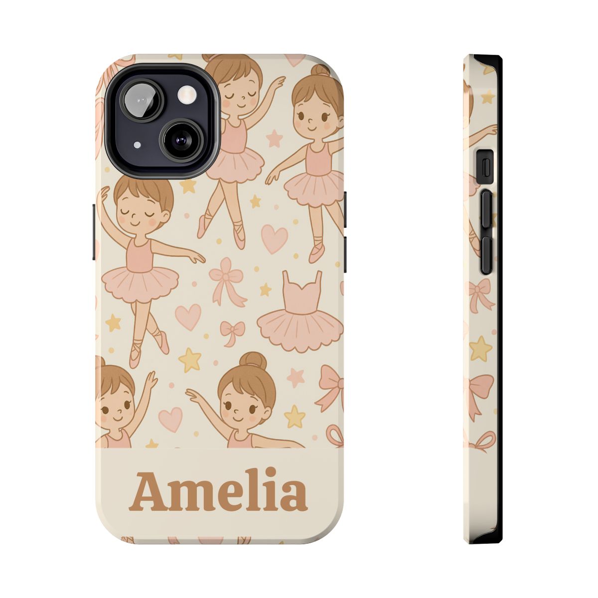 Personalized Ballerina Phone Case, Young Dancer Gift, Ballet Dancer Design, Custom Name iPhone Cover, Kids Gift Idea, Shockproof Protection