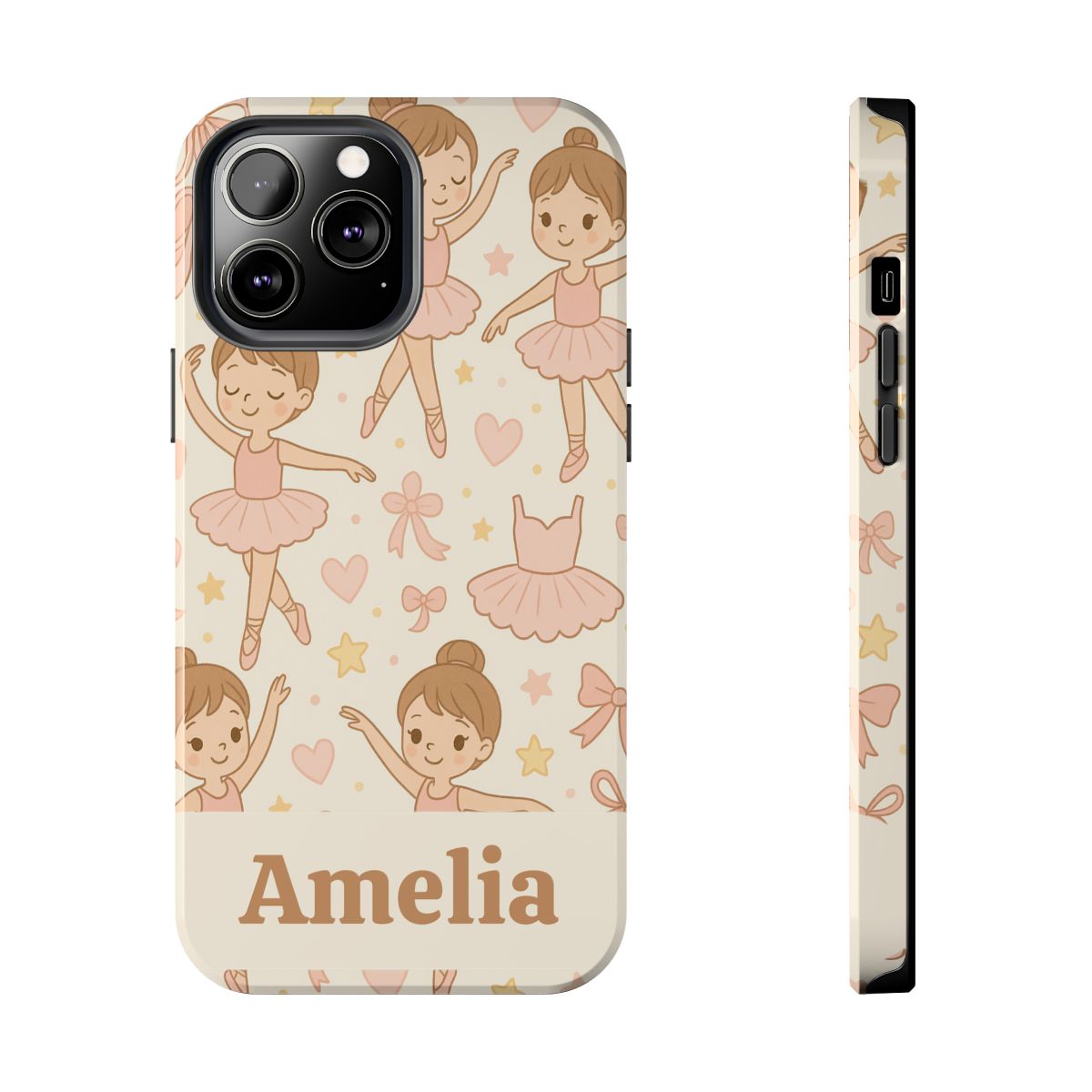 Personalized Ballerina Phone Case, Young Dancer Gift, Ballet Dancer Design, Custom Name iPhone Cover, Kids Gift Idea, Shockproof Protection