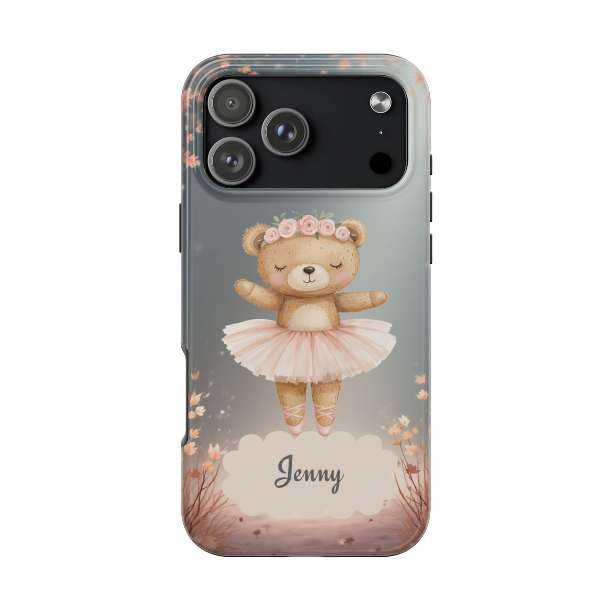 Ballerina Bear Phone Case, Personalized iPhone Samsung Cover, Adorable Kids Gift, Custom Protective Case, Ballet Themed Design, Tough Shell