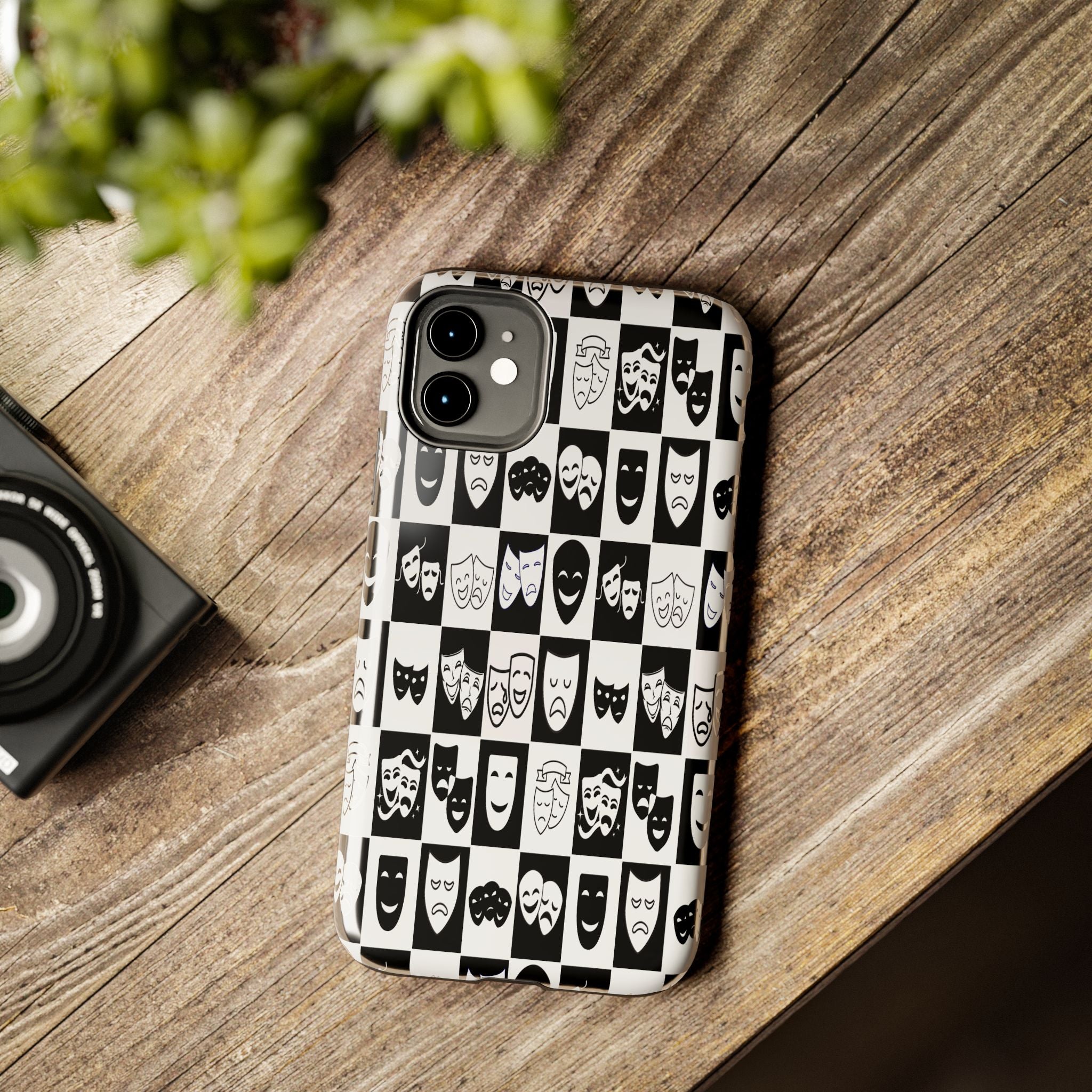 Tough Phone Cases Theatre Mask Phone Case | Drama Lover Gift | Black & White Stage Design | Tough Protective Case | iPhone Samsung Cover