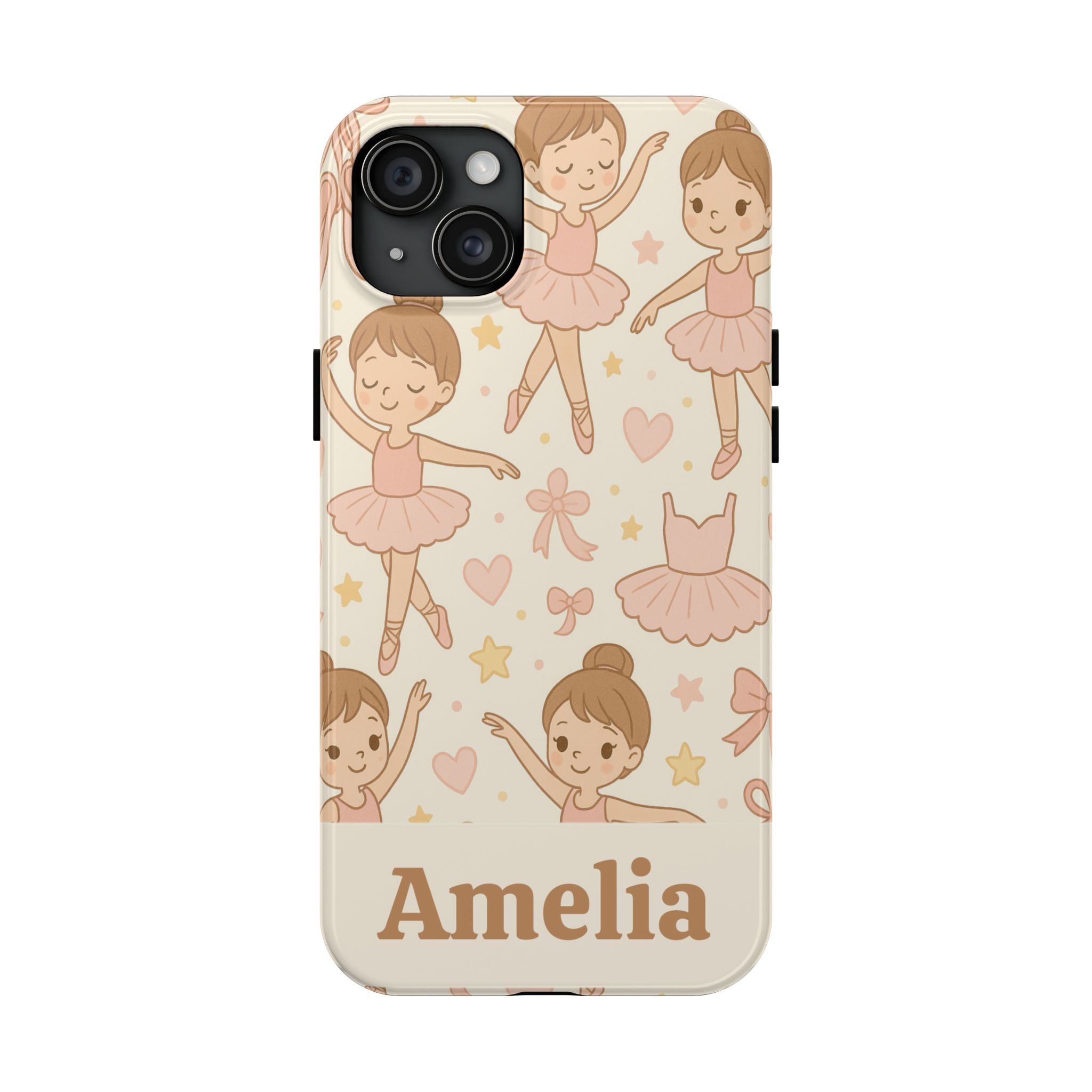 Personalized Ballerina Phone Case, Young Dancer Gift, Ballet Dancer Design, Custom Name iPhone Cover, Kids Gift Idea, Shockproof Protection