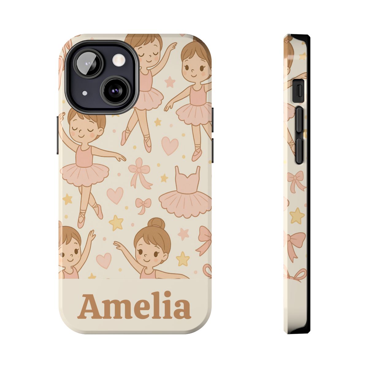 Personalized Ballerina Phone Case, Young Dancer Gift, Ballet Dancer Design, Custom Name iPhone Cover, Kids Gift Idea, Shockproof Protection
