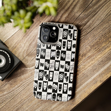 Tough Phone Cases Theatre Mask Phone Case | Drama Lover Gift | Black & White Stage Design | Tough Protective Case | iPhone Samsung Cover