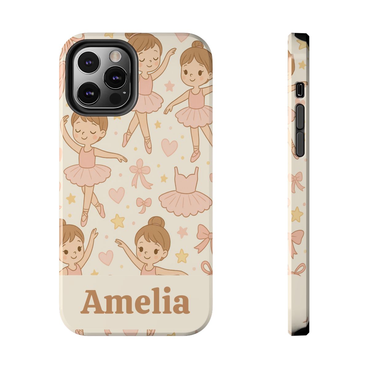 Personalized Ballerina Phone Case, Young Dancer Gift, Ballet Dancer Design, Custom Name iPhone Cover, Kids Gift Idea, Shockproof Protection
