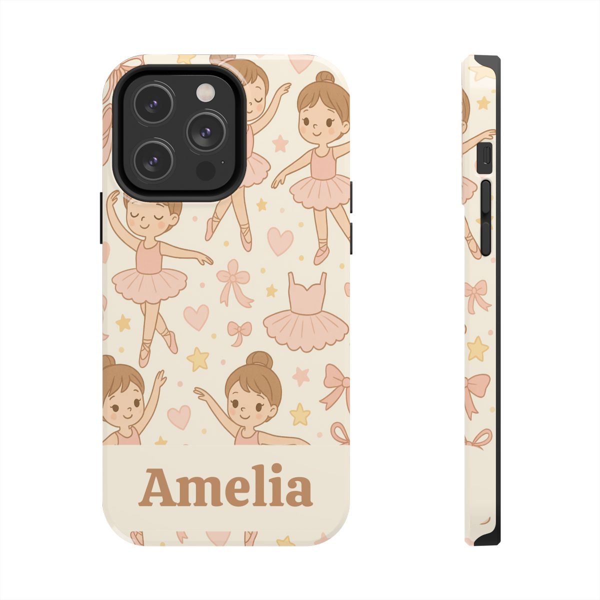 Personalized Ballerina Phone Case, Young Dancer Gift, Ballet Dancer Design, Custom Name iPhone Cover, Kids Gift Idea, Shockproof Protection