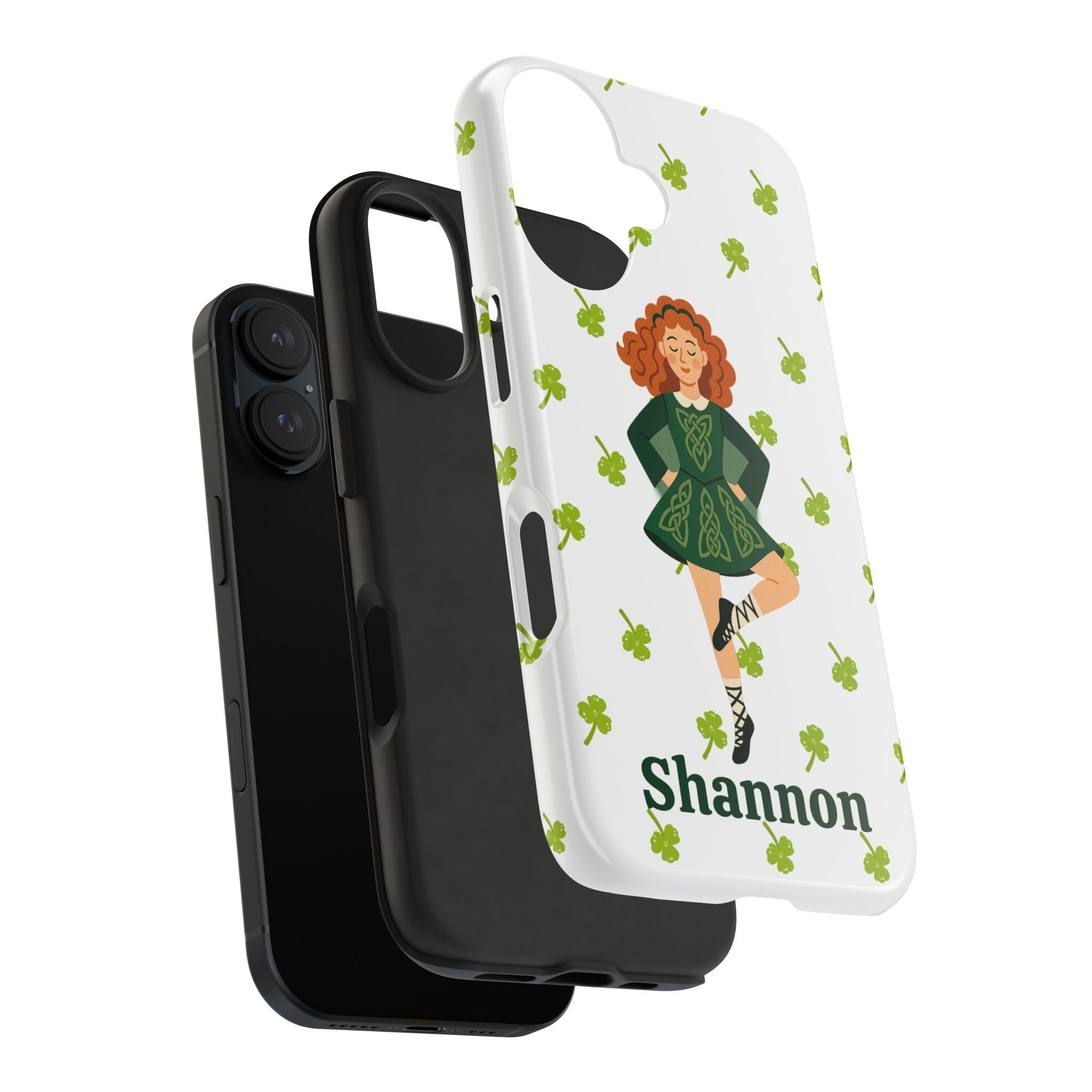 Custom Irish Dance Phone Case, Personalized with Dancer Name, Shamrock Design, Tough iPhone Cover, St. Patrick's Day Gift, Unique Dance Gift