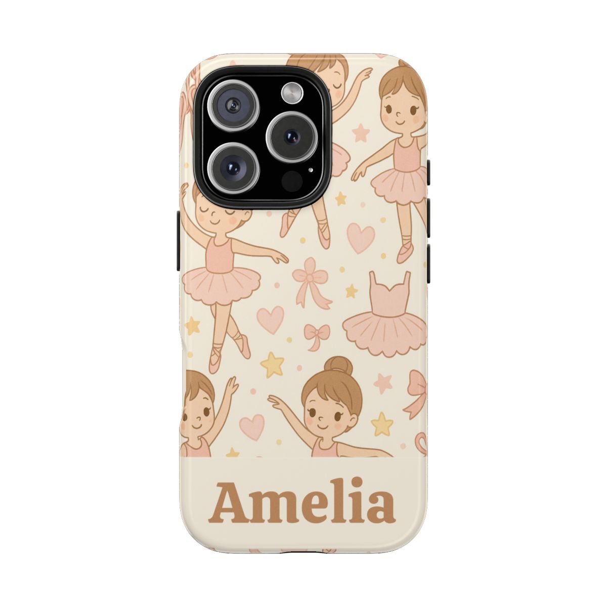 Personalized Ballerina Phone Case, Young Dancer Gift, Ballet Dancer Design, Custom Name iPhone Cover, Kids Gift Idea, Shockproof Protection