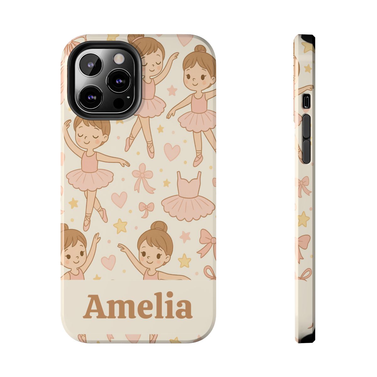 Personalized Ballerina Phone Case, Young Dancer Gift, Ballet Dancer Design, Custom Name iPhone Cover, Kids Gift Idea, Shockproof Protection
