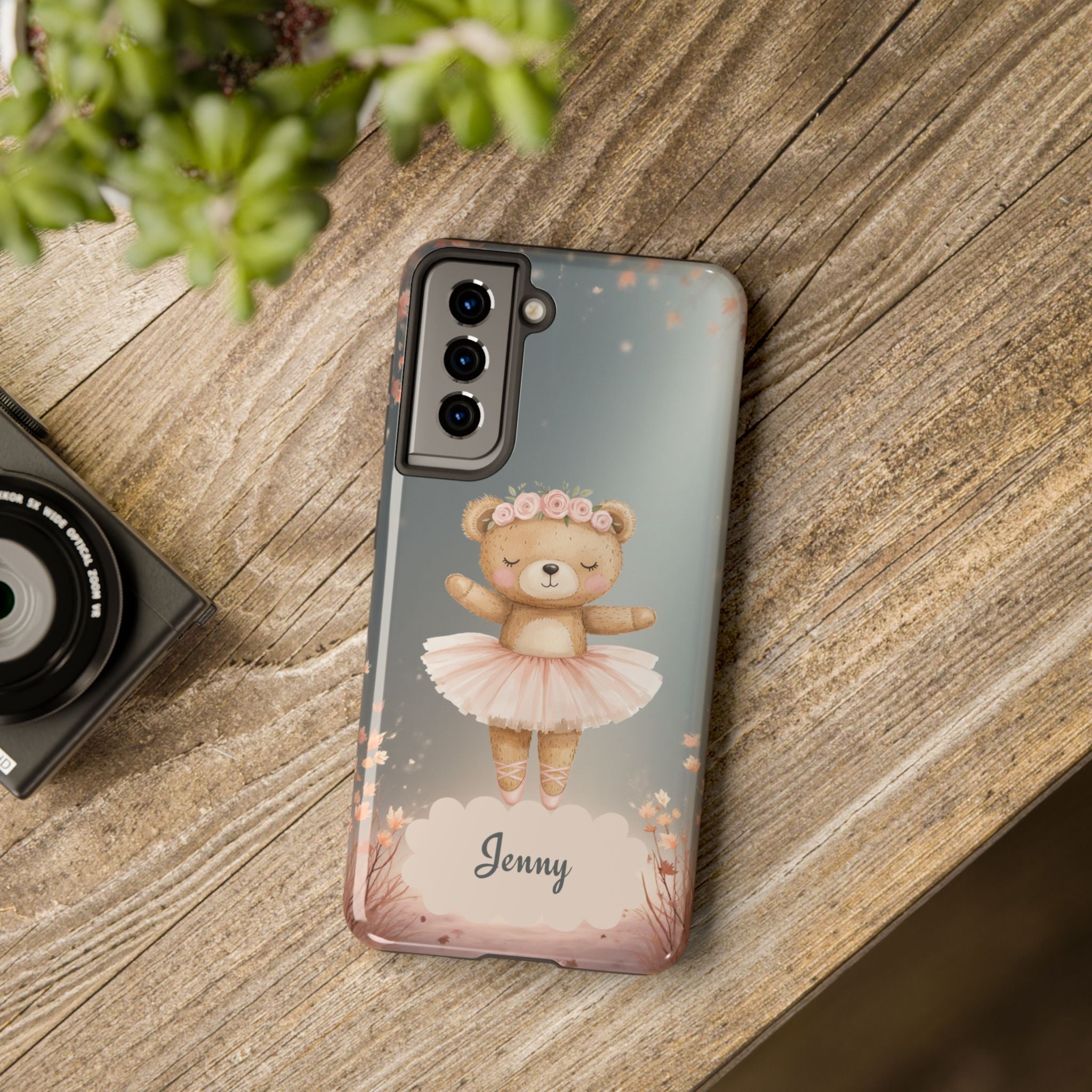 Ballerina Bear Phone Case, Personalized iPhone Samsung Cover, Adorable Kids Gift, Custom Protective Case, Ballet Themed Design, Tough Shell