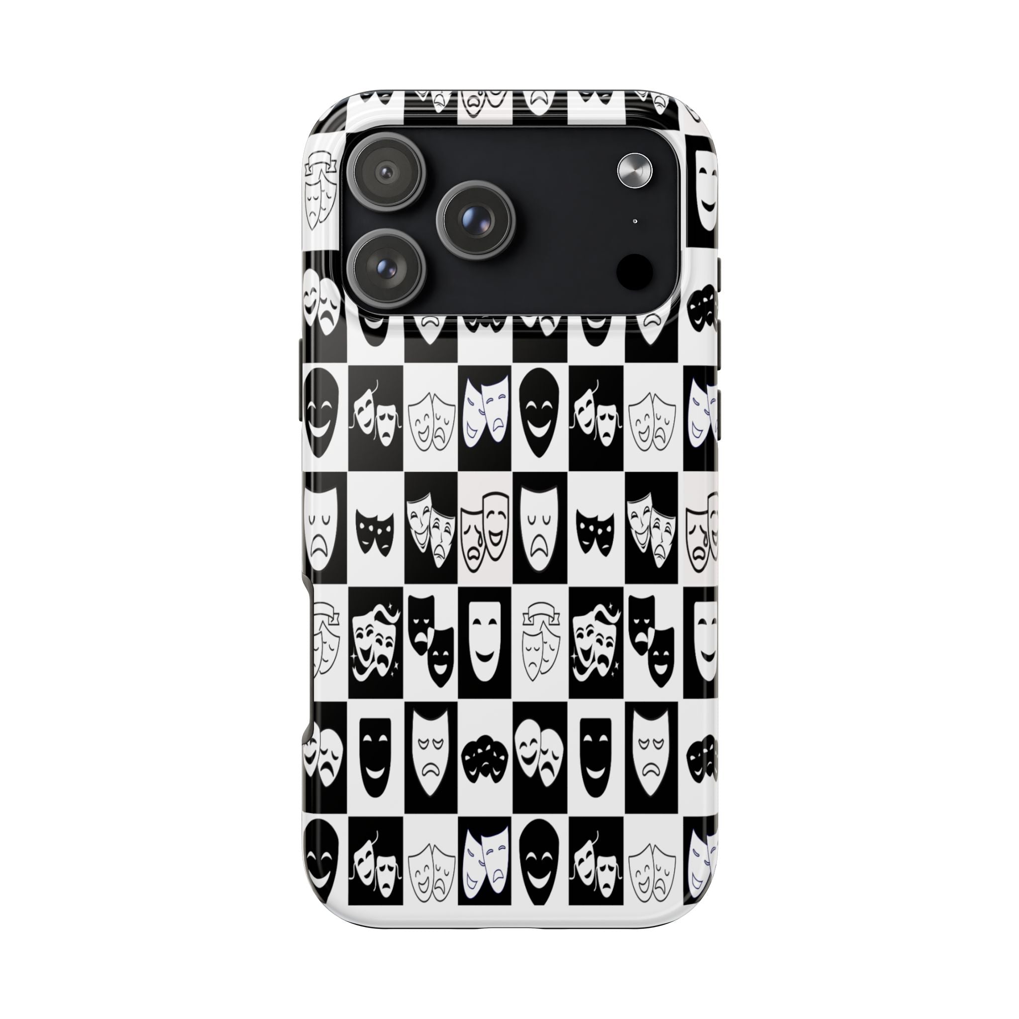 Tough Phone Cases Theatre Mask Phone Case | Drama Lover Gift | Black & White Stage Design | Tough Protective Case | iPhone Samsung Cover