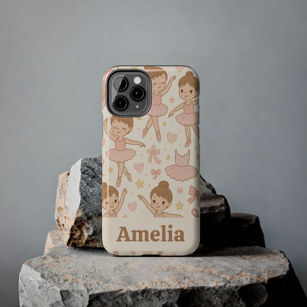 Personalized Ballerina Phone Case, Young Dancer Gift, Ballet Dancer Design, Custom Name iPhone Cover, Kids Gift Idea, Shockproof Protection